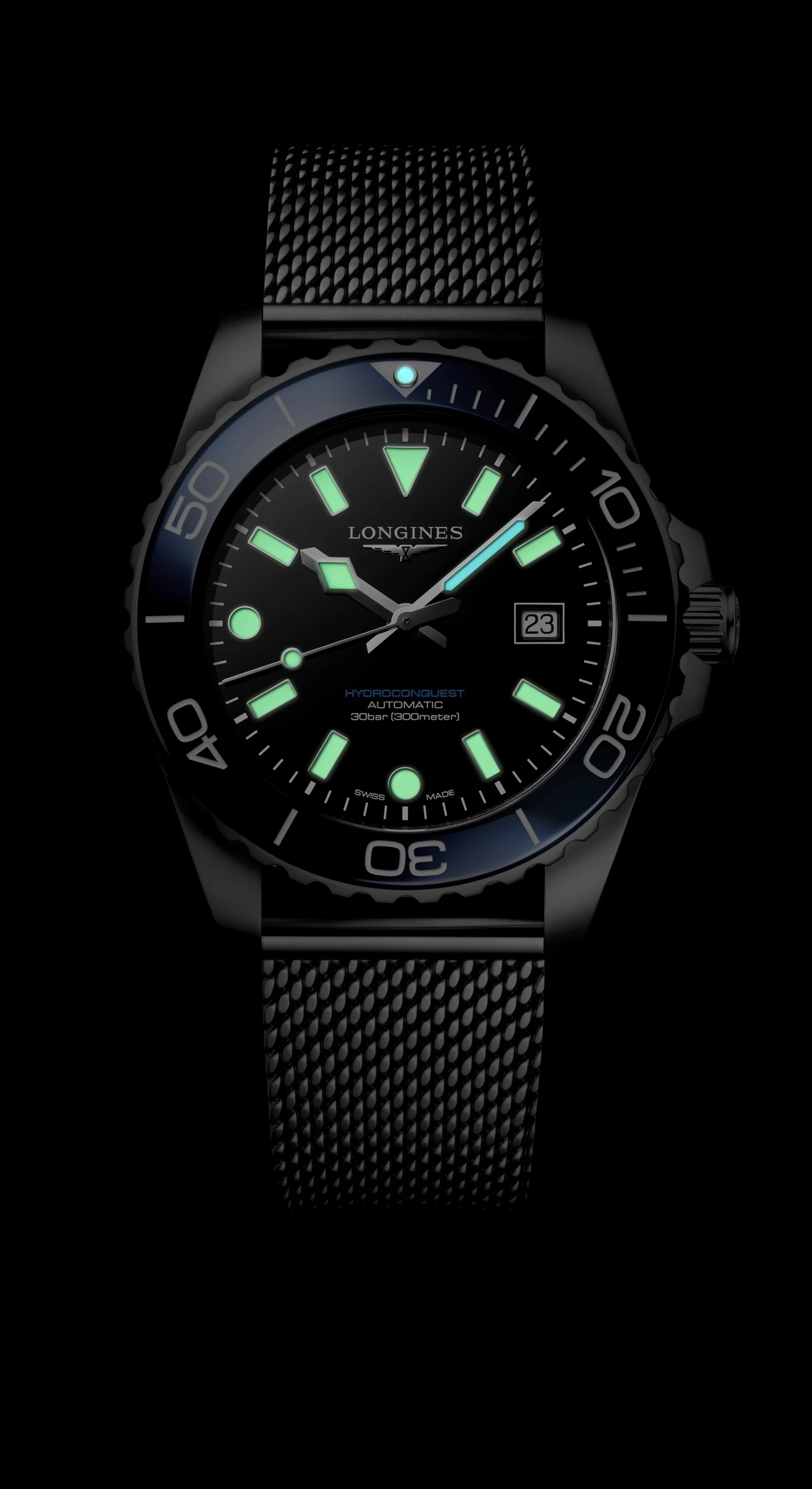 Hydroconquest 42 | 42mm, Steel, Blue Bezel, Black Dial - Image 6