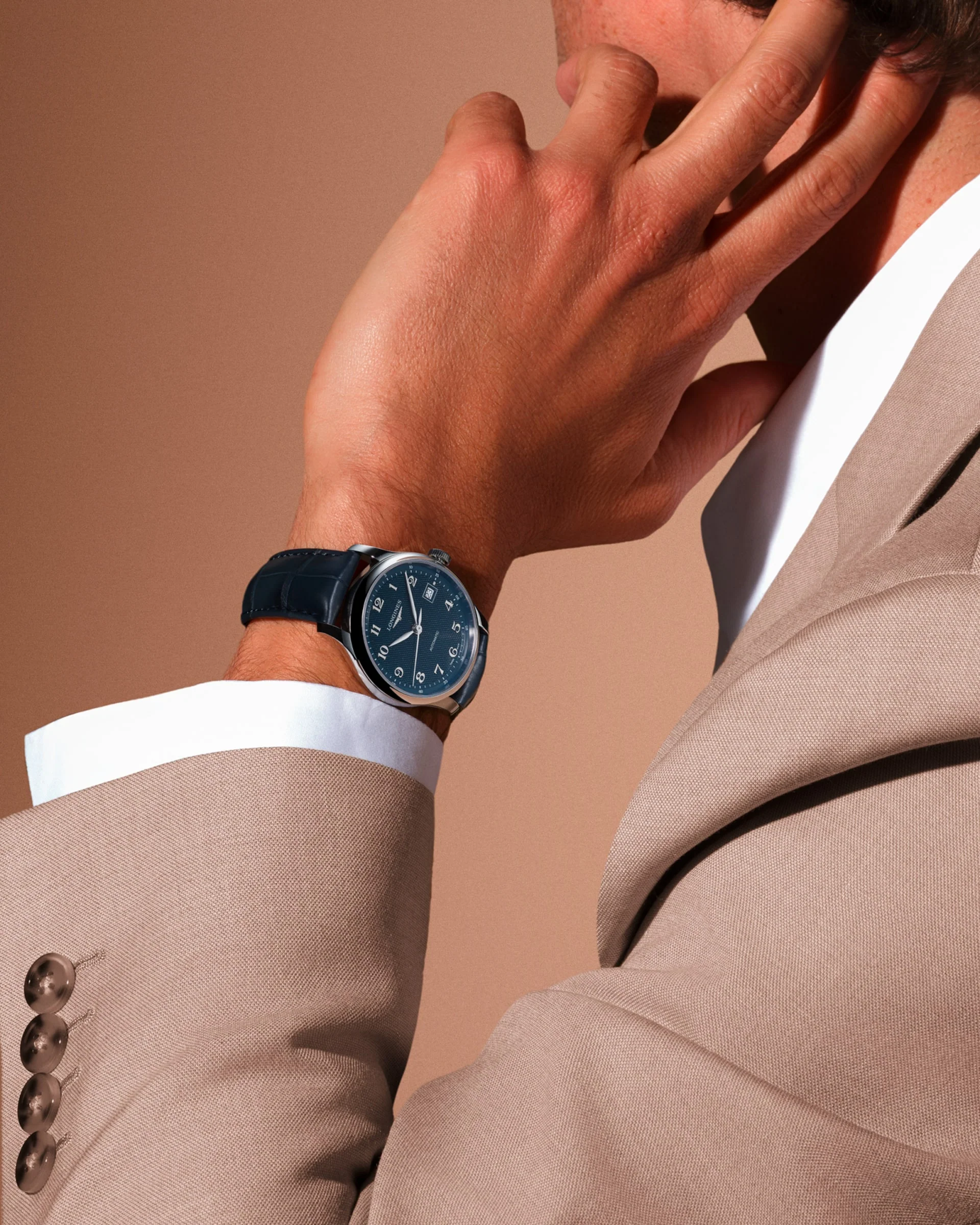 Master | 39mm, Stainless Steel, Blue "barleycorn" Dial, Blue Alligator Leather, Mens Watch - Image 5