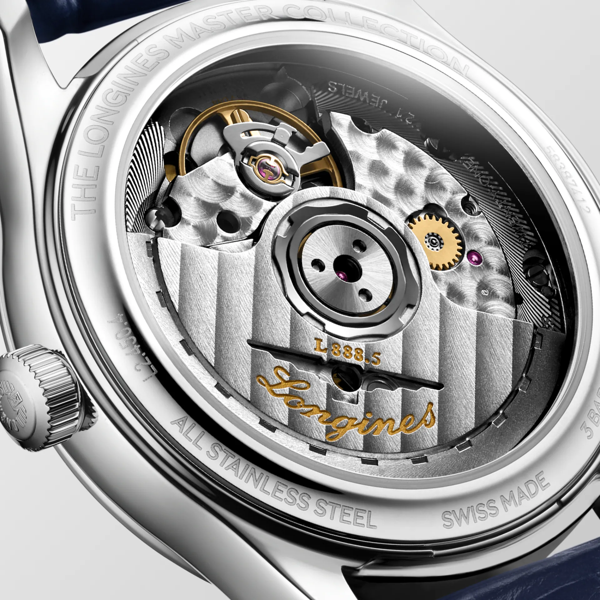 Master | 34mm, Stainless Steel, White mother-of-pearl Dial, Blue Alligator Leather, Womens Watch - Image 4