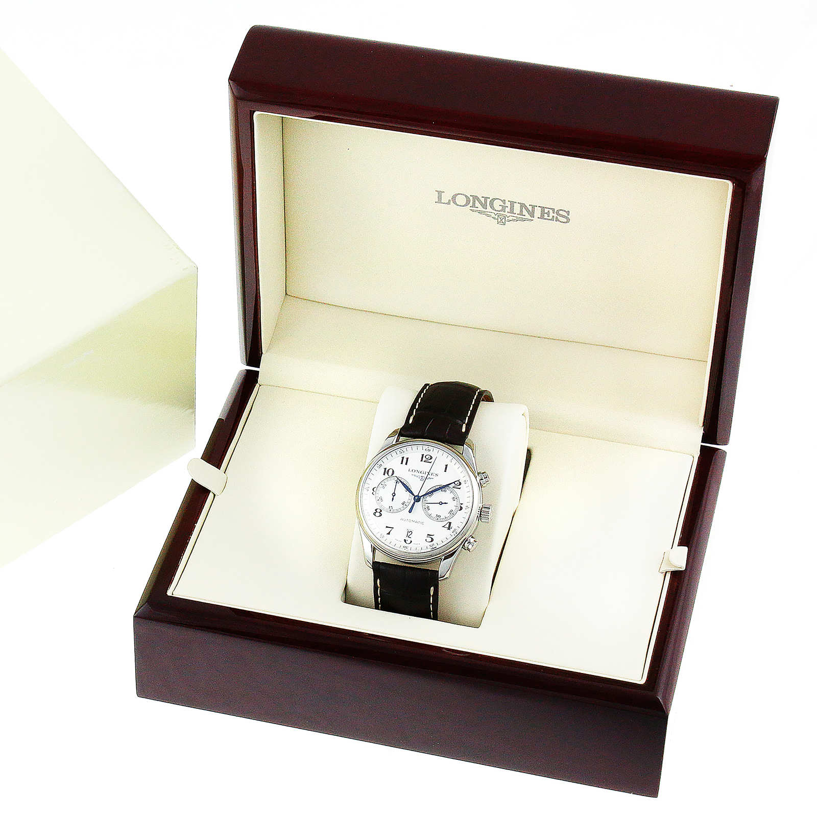Master Collection Chronograph | 40mm, Steel, Alligator Leather, Silver Dial - Image 6