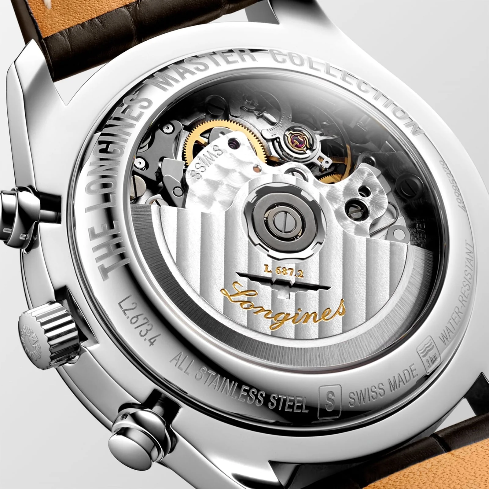 Master Collection Chrono Moonphase | 40mm, Steel, Alligator Leather, White Dial - Image 3