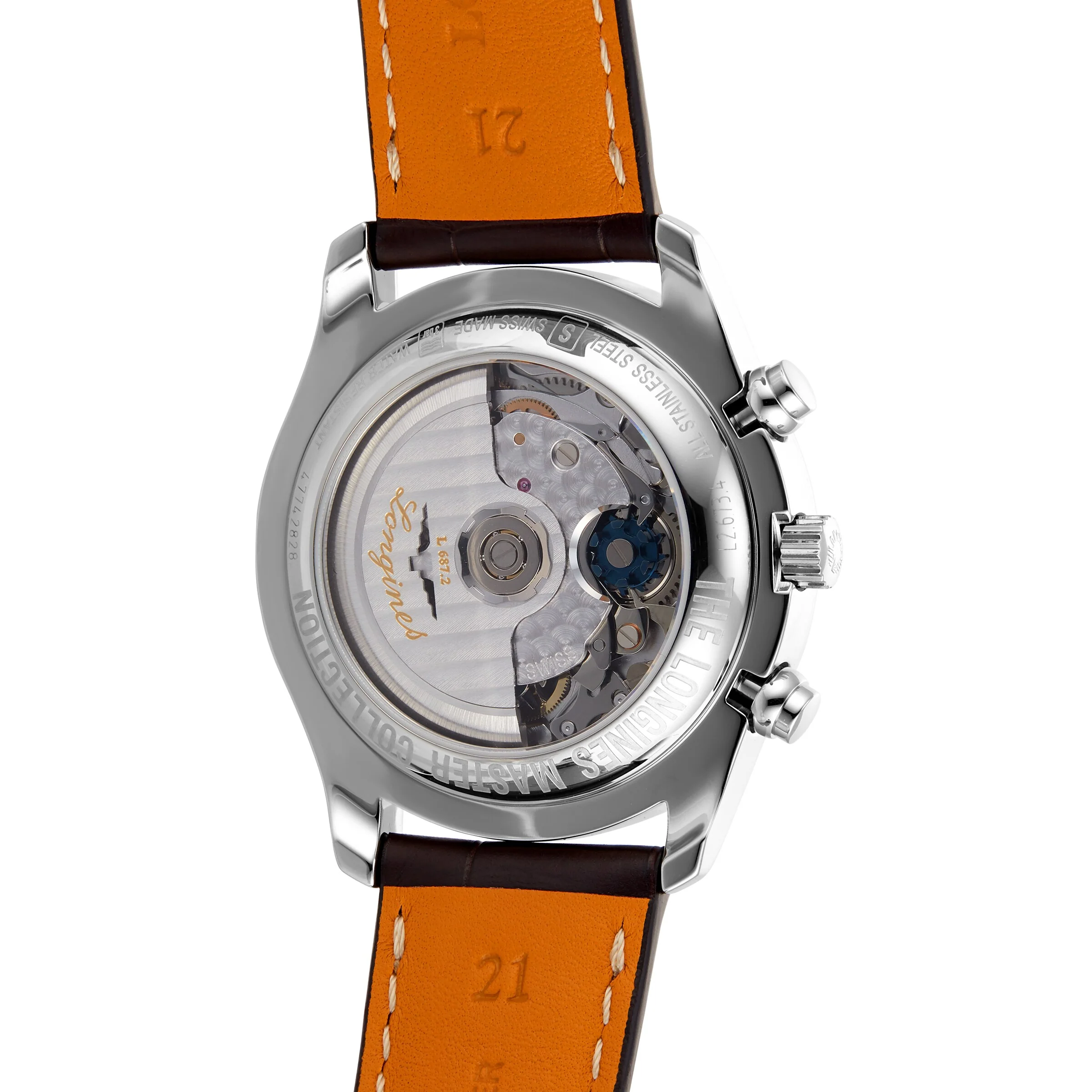 Master Collection Chrono Moonphase | 40mm, Steel, Alligator Leather, White Dial - Image 7