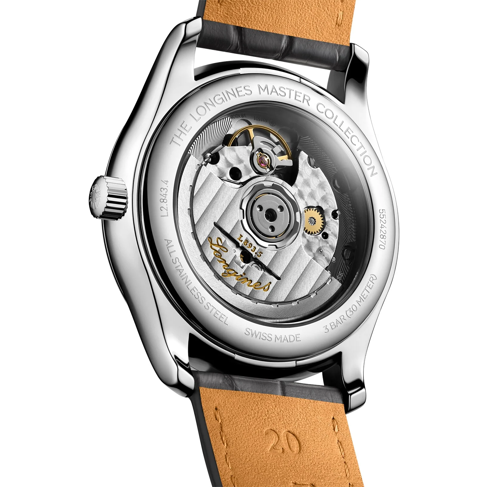 Master Collection | 38.5mm, Steel, Alligator Leather, Grey Dial - Image 6