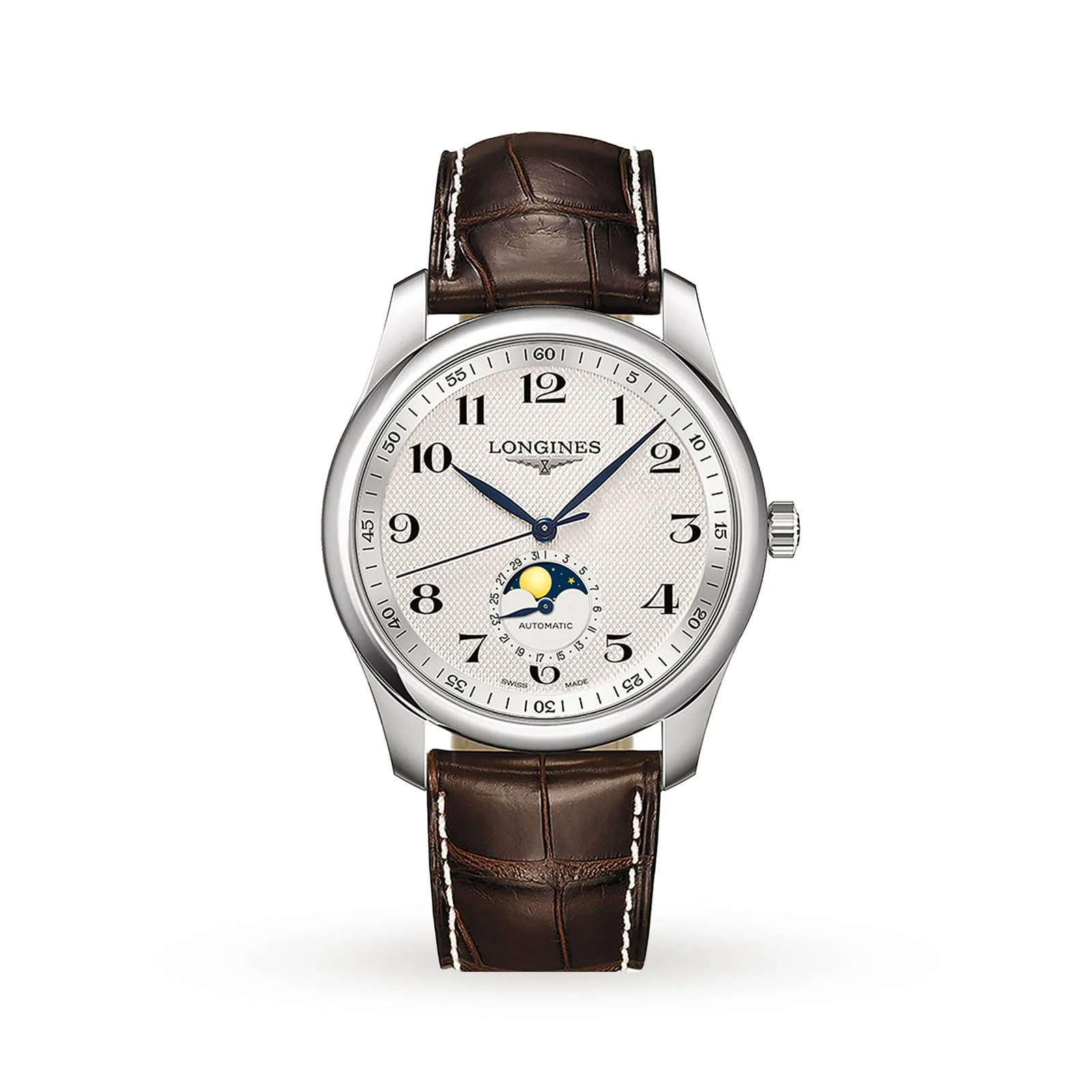 Master Collection Moonphase | 40mm, Steel, Alligator Leather, Silver Dial