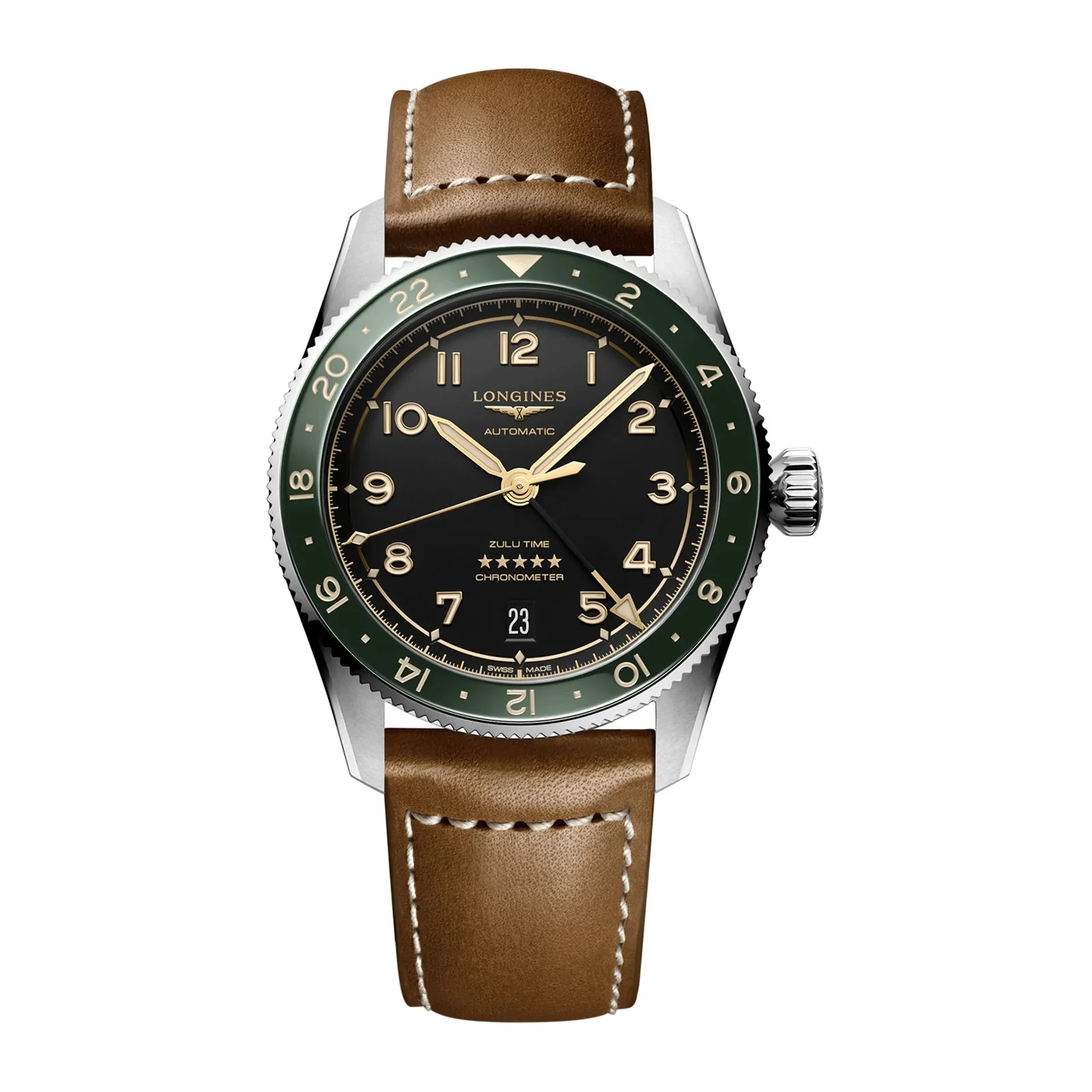 Spirit Zulu Time | 39mm, Ceramic & Steel, Leather, Grey Dial