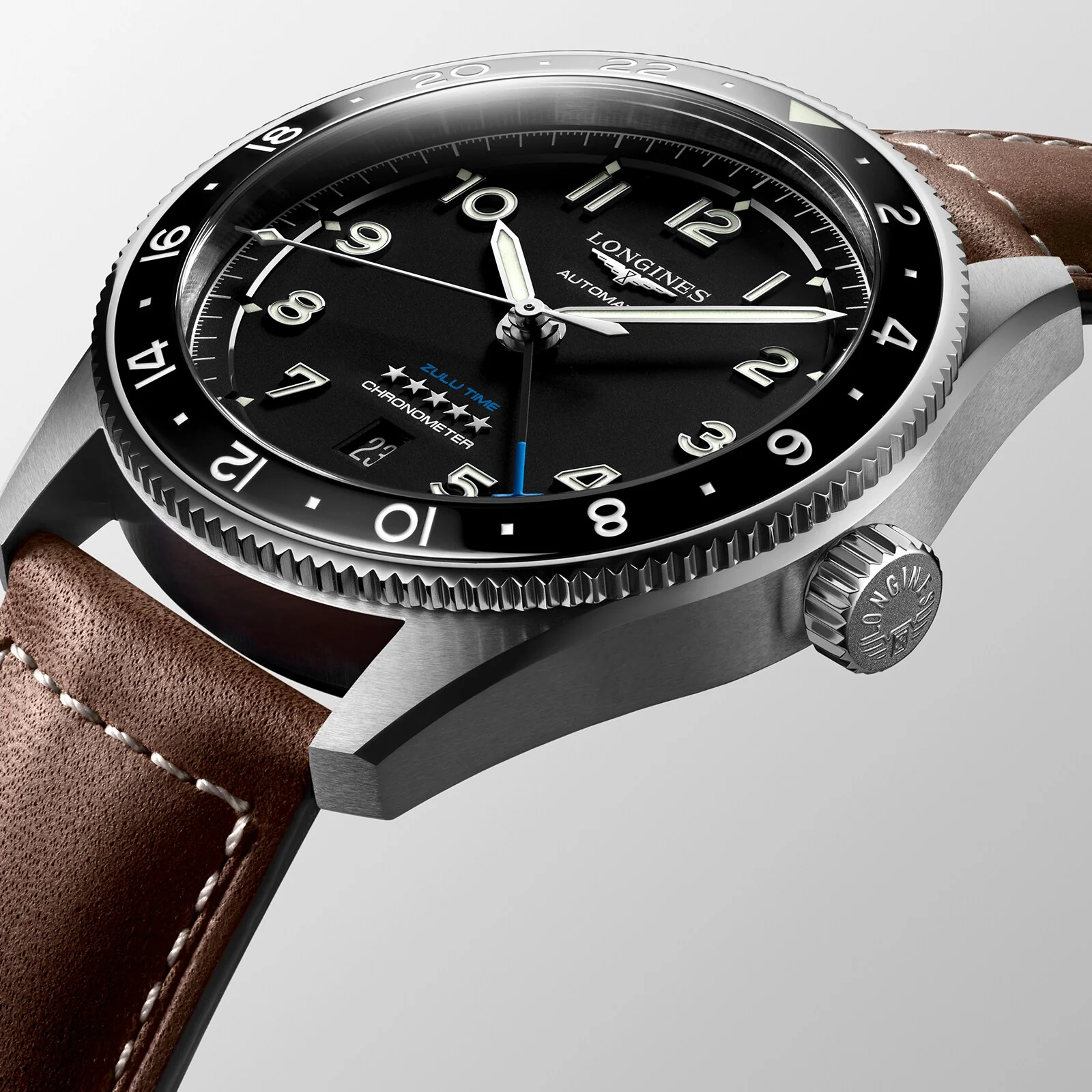 Spirit Zulu Time | 42mm, Steel, Leather, Black Dial - Image 4