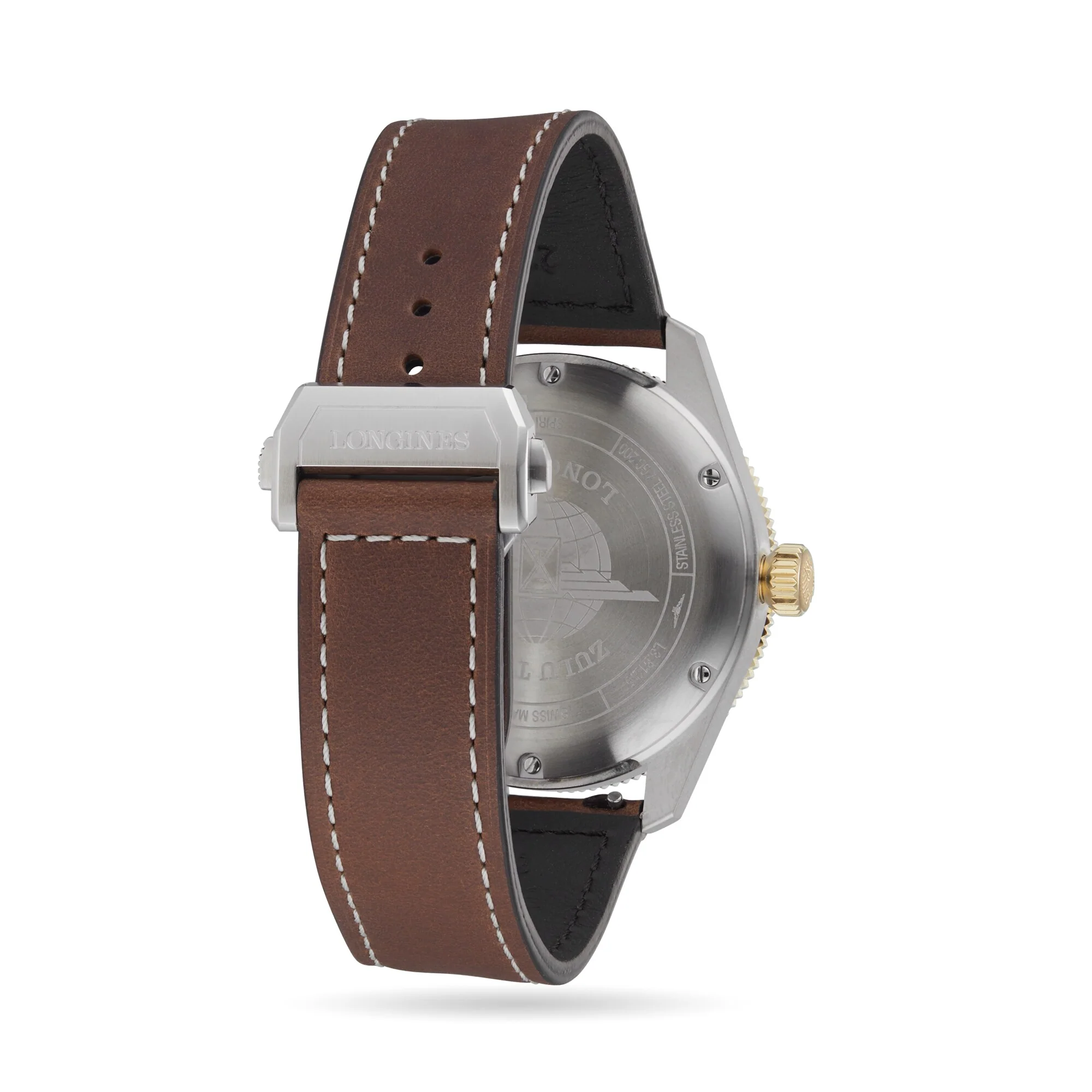 Spirit Zulu Time | 42mm, 18K Yellow Gold Plated Steel, Leather, Grey Dial - Image 3