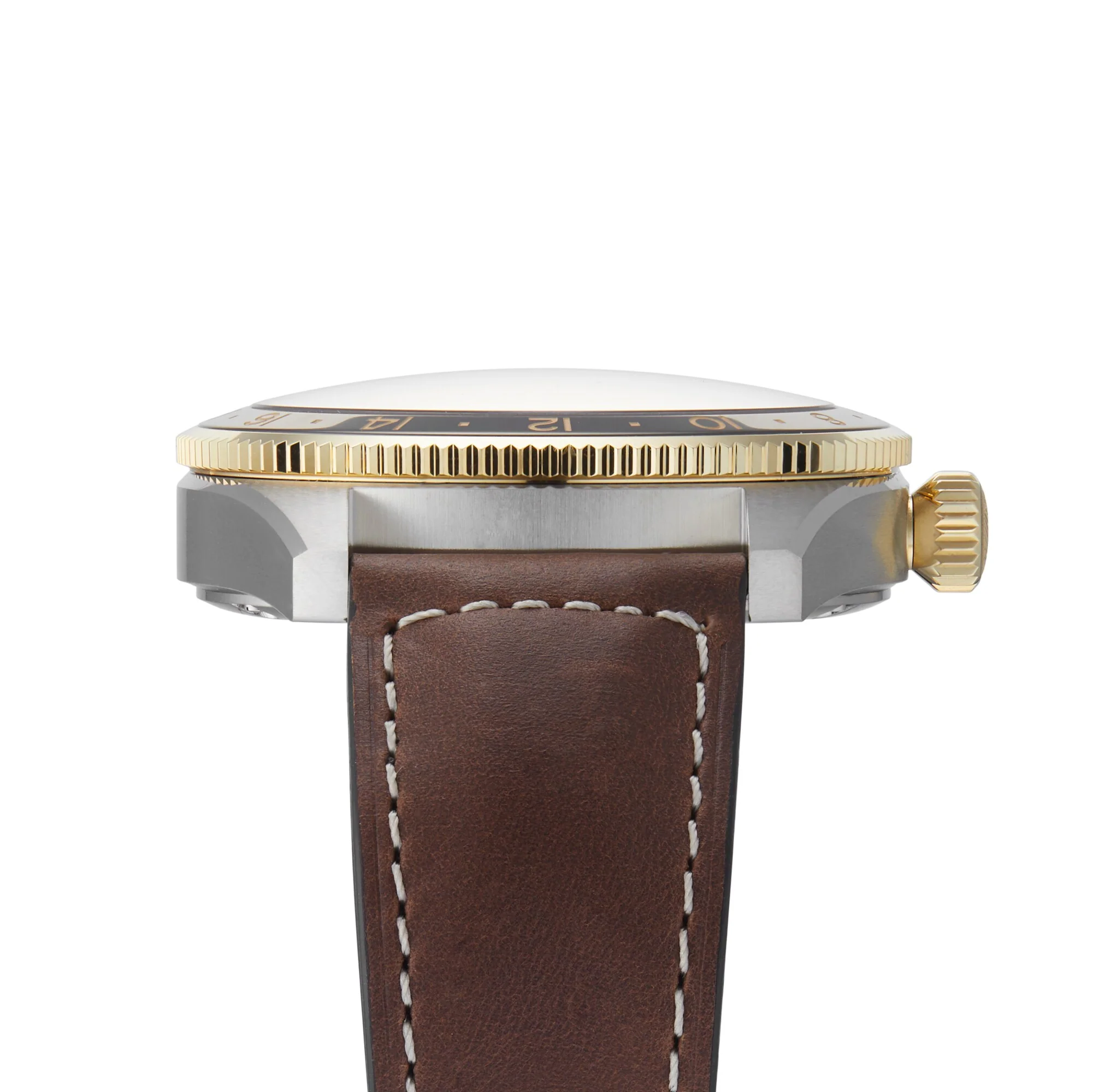 Spirit Zulu Time | 42mm, 18K Yellow Gold Plated Steel, Leather, Grey Dial - Image 4
