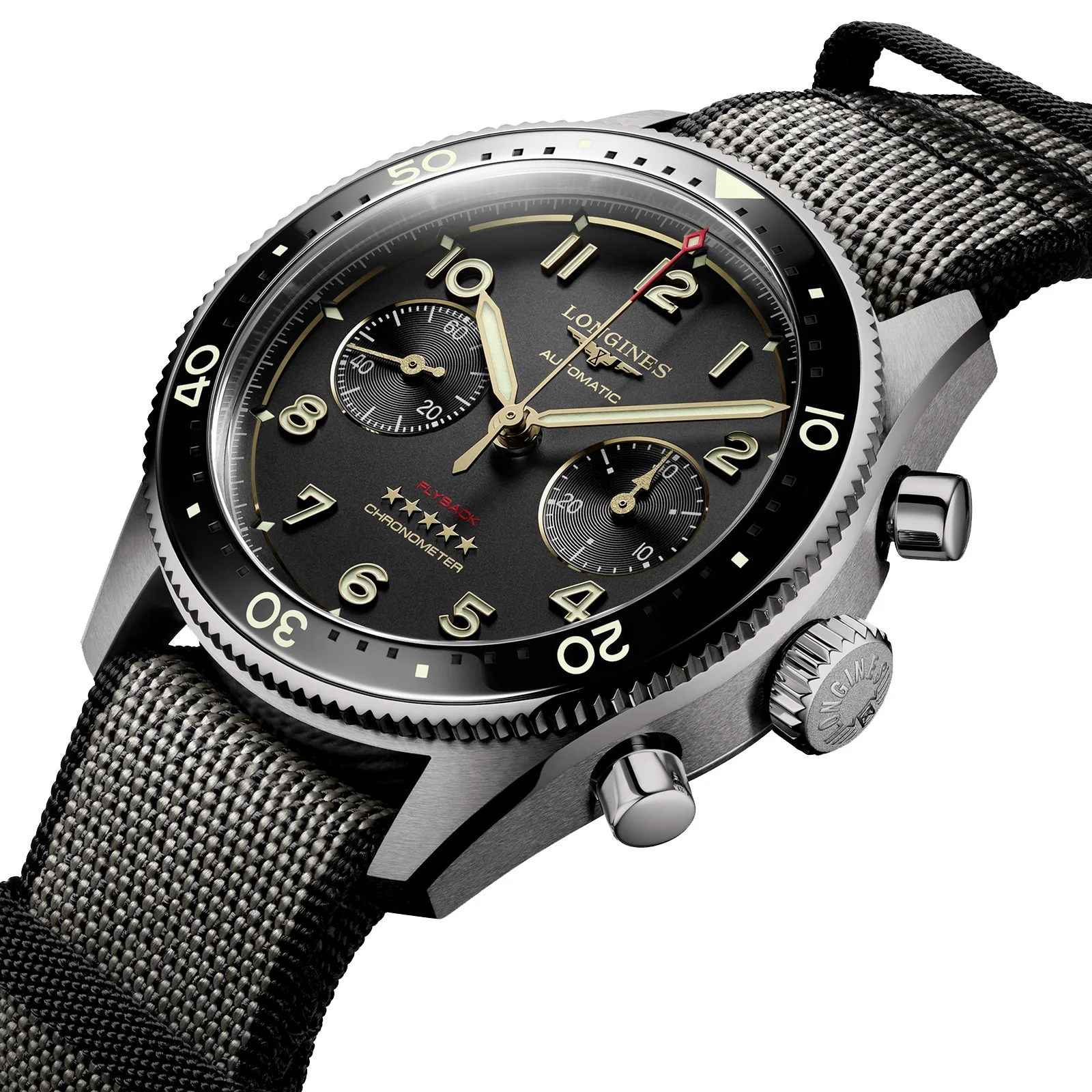 Spirit Flyback Titanium | 42mm, Titanium, CANVAS, Black Dial - Image 3