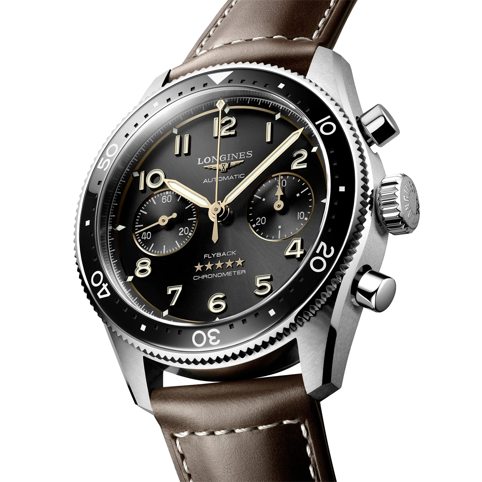 Spirit Flyback | 42mm, Steel, Leather, Black Dial - Image 2