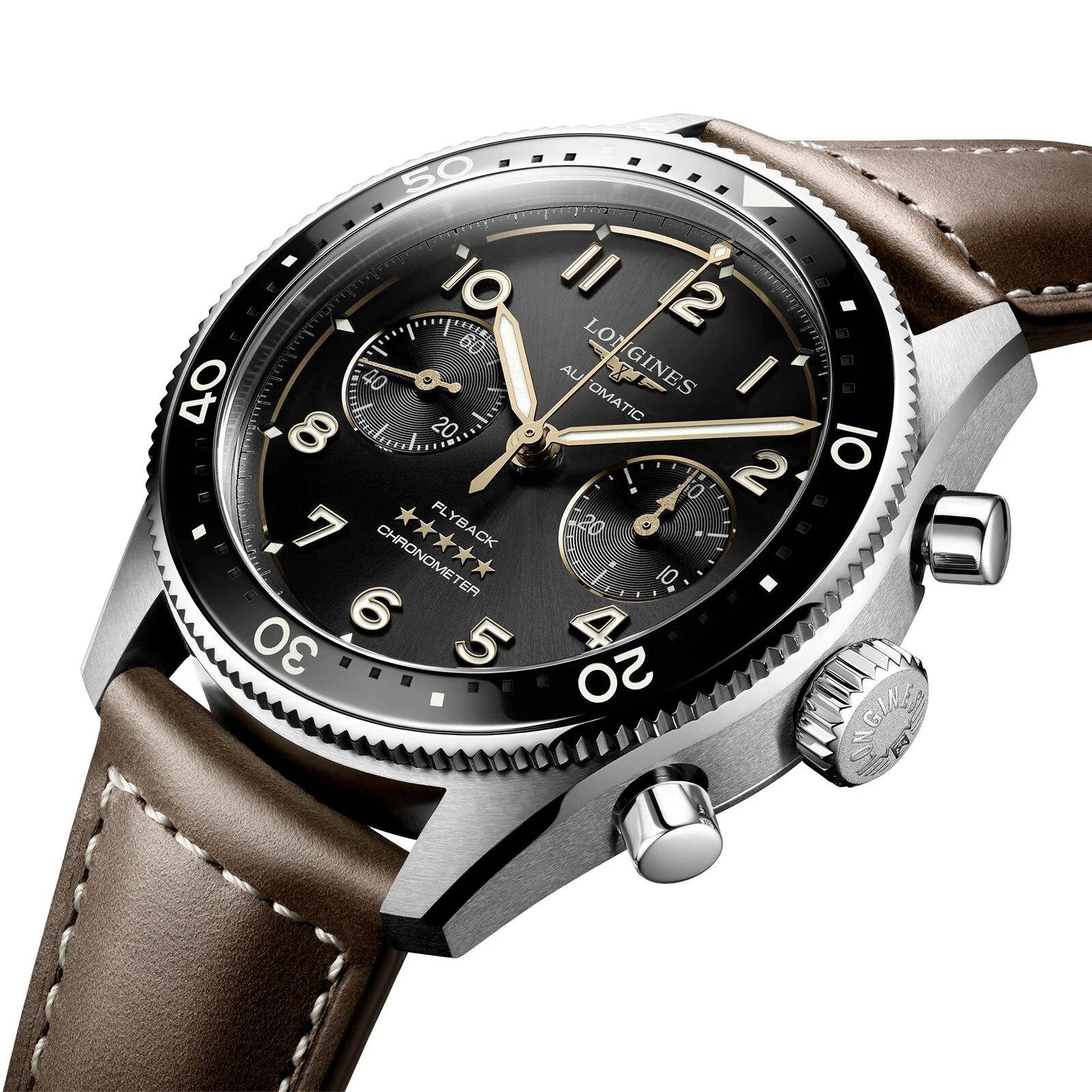 Spirit Flyback | 42mm, Steel, Leather, Black Dial - Image 4