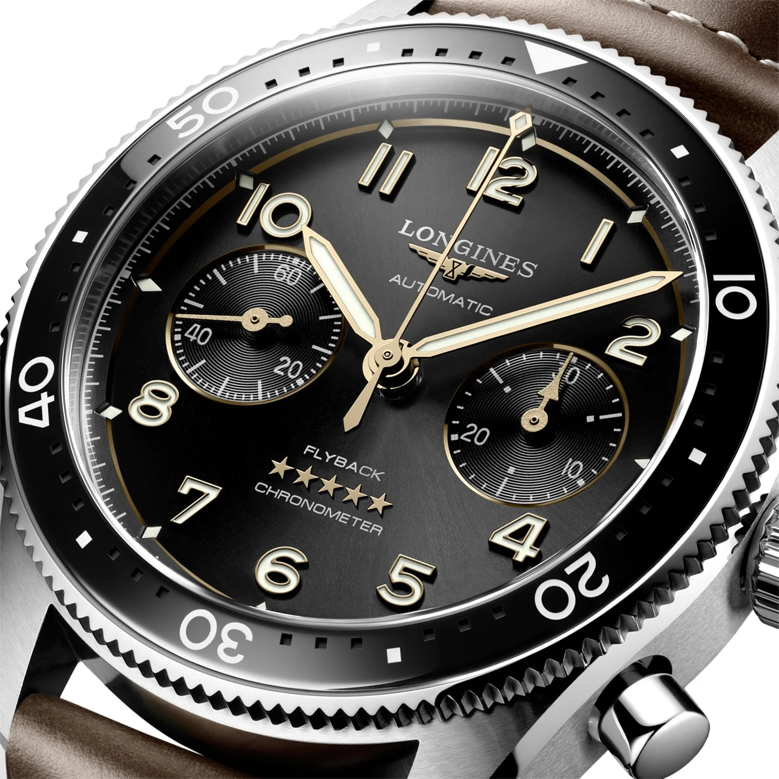Spirit Flyback | 42mm, Steel, Leather, Black Dial - Image 5