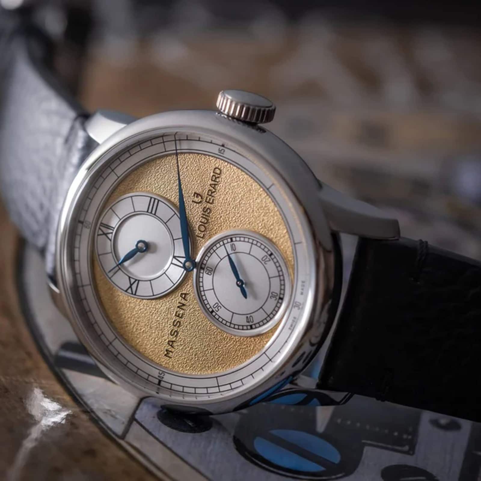 Le Régulateur Louis Erard x Massena LAB Gold | 42mm, Steel, Leather, Gold Dial - Image 3