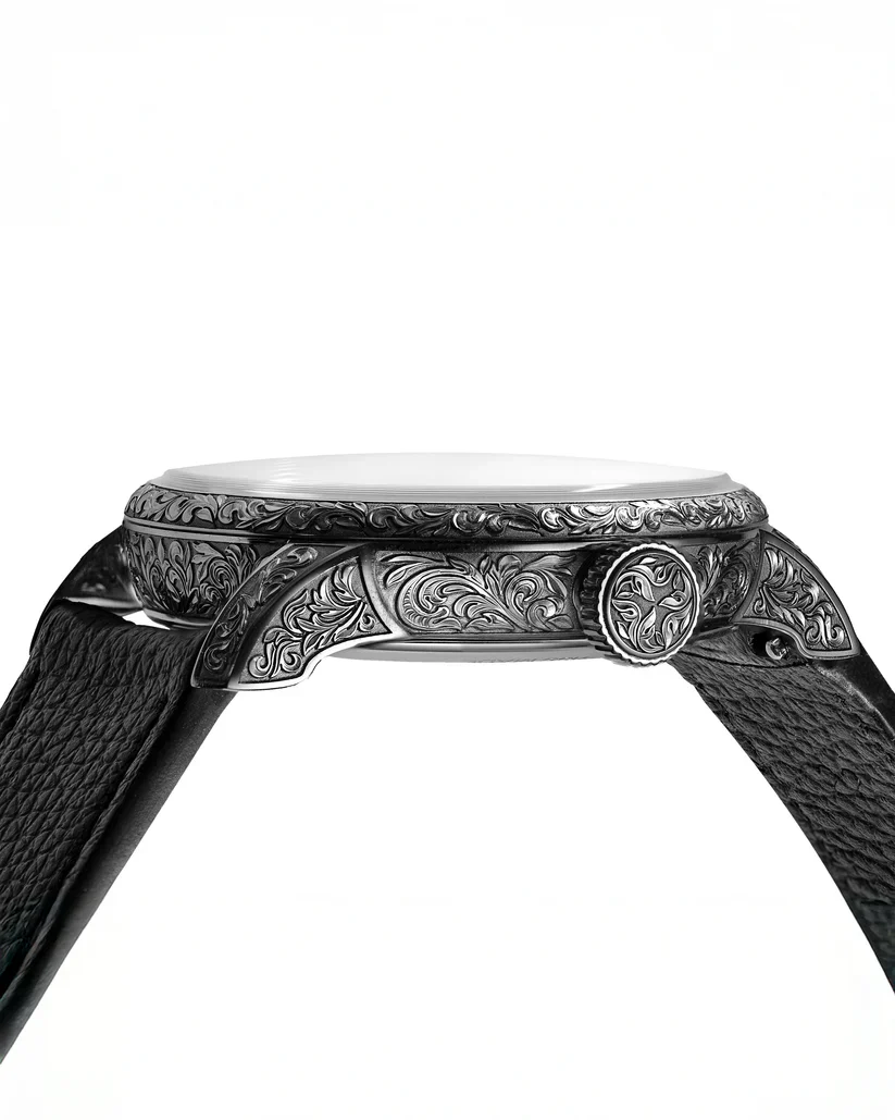 Gravée Main | 42mm, Steel, Leather, Black Dial - Image 3