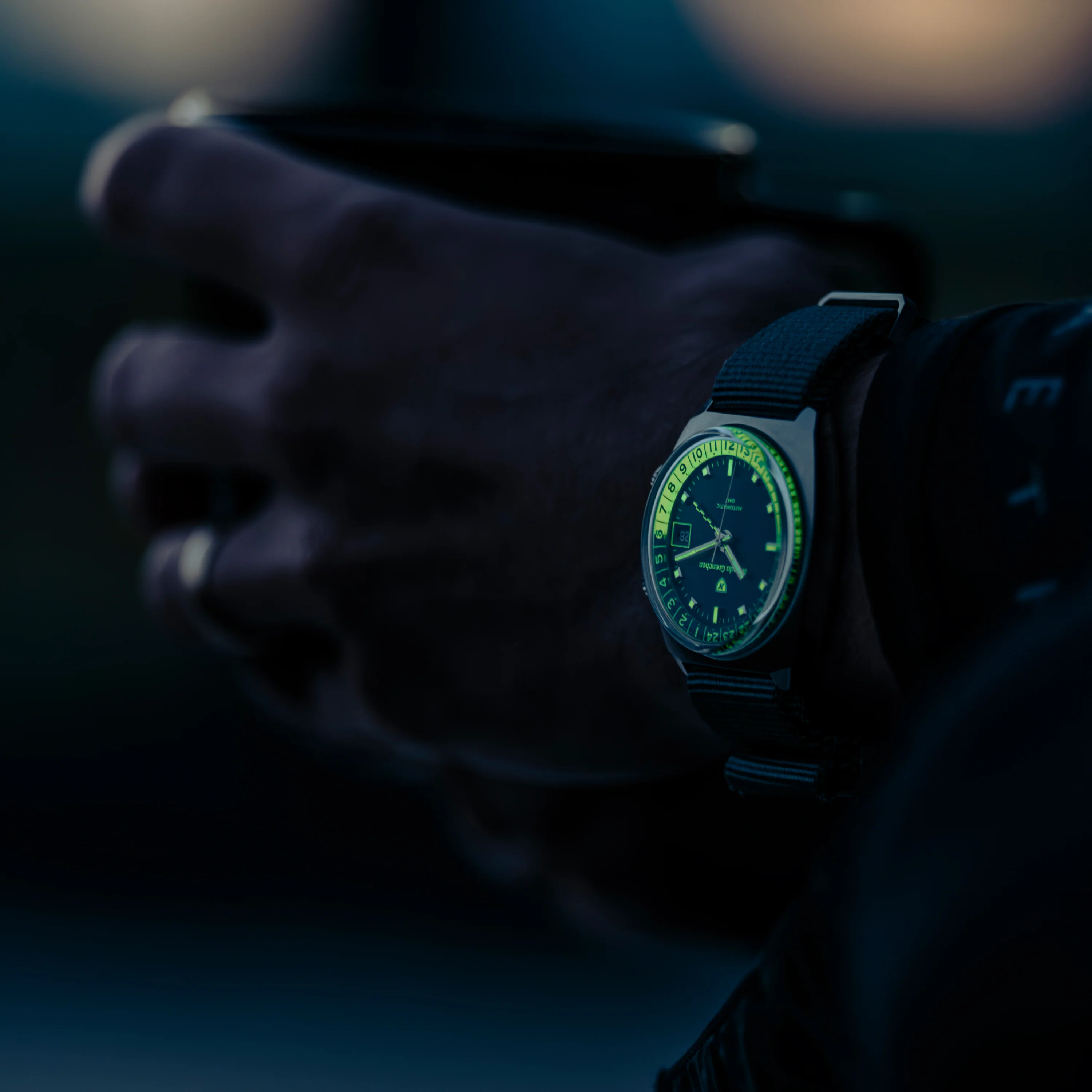 Nivada Grenchen Antarctic GMT Limited Edition For Hodinkee | 36mm, Steel, Nylon, Grey Dial - Image 11