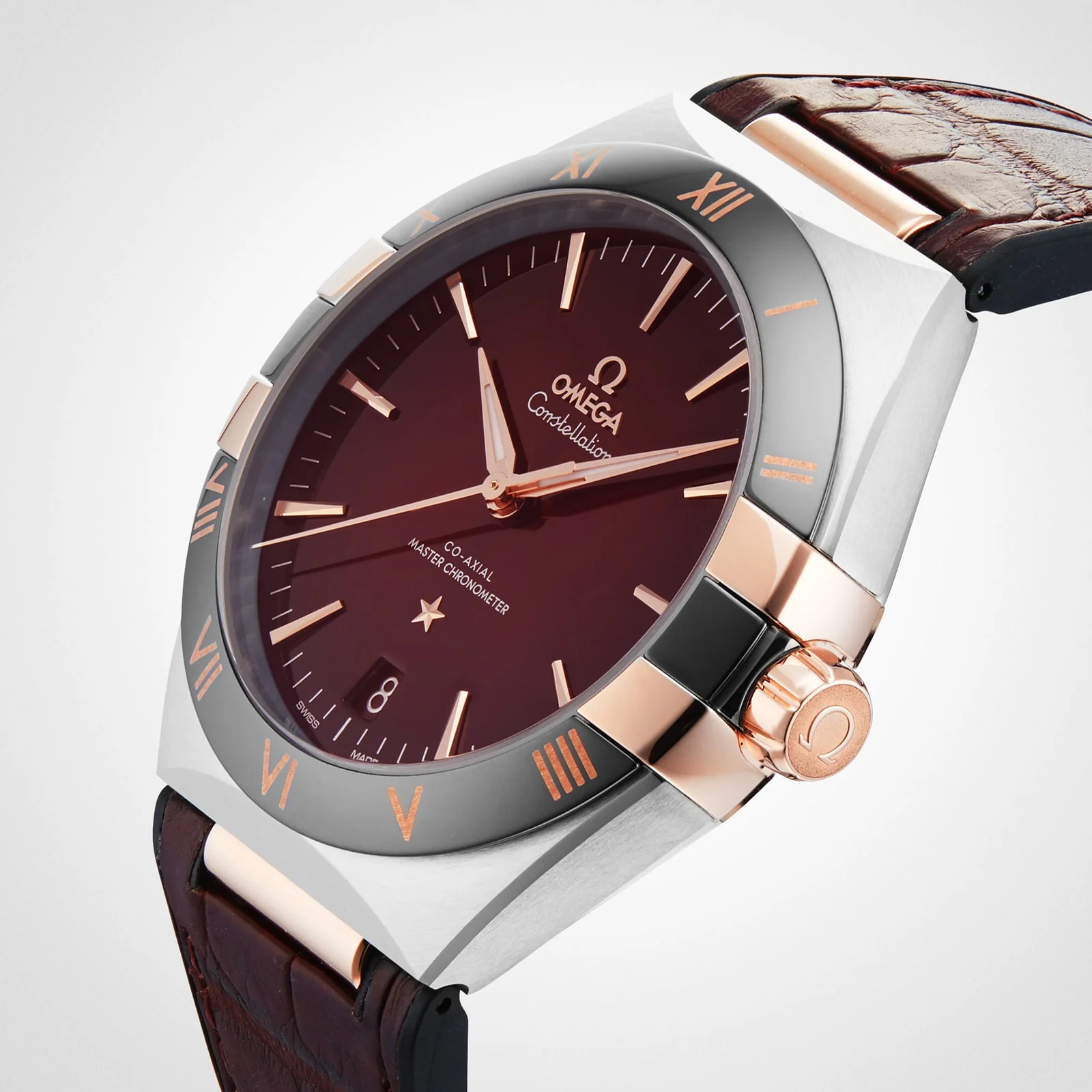 Constellation | 41mm, Two-Tone Steel & 18K Rose Gold, Leather, Red Dial - Image 6