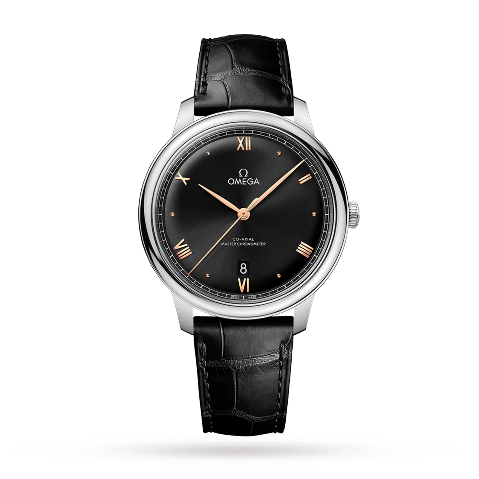 De Ville Prestige | 40mm, Steel, Alligator Leather, Black Dial