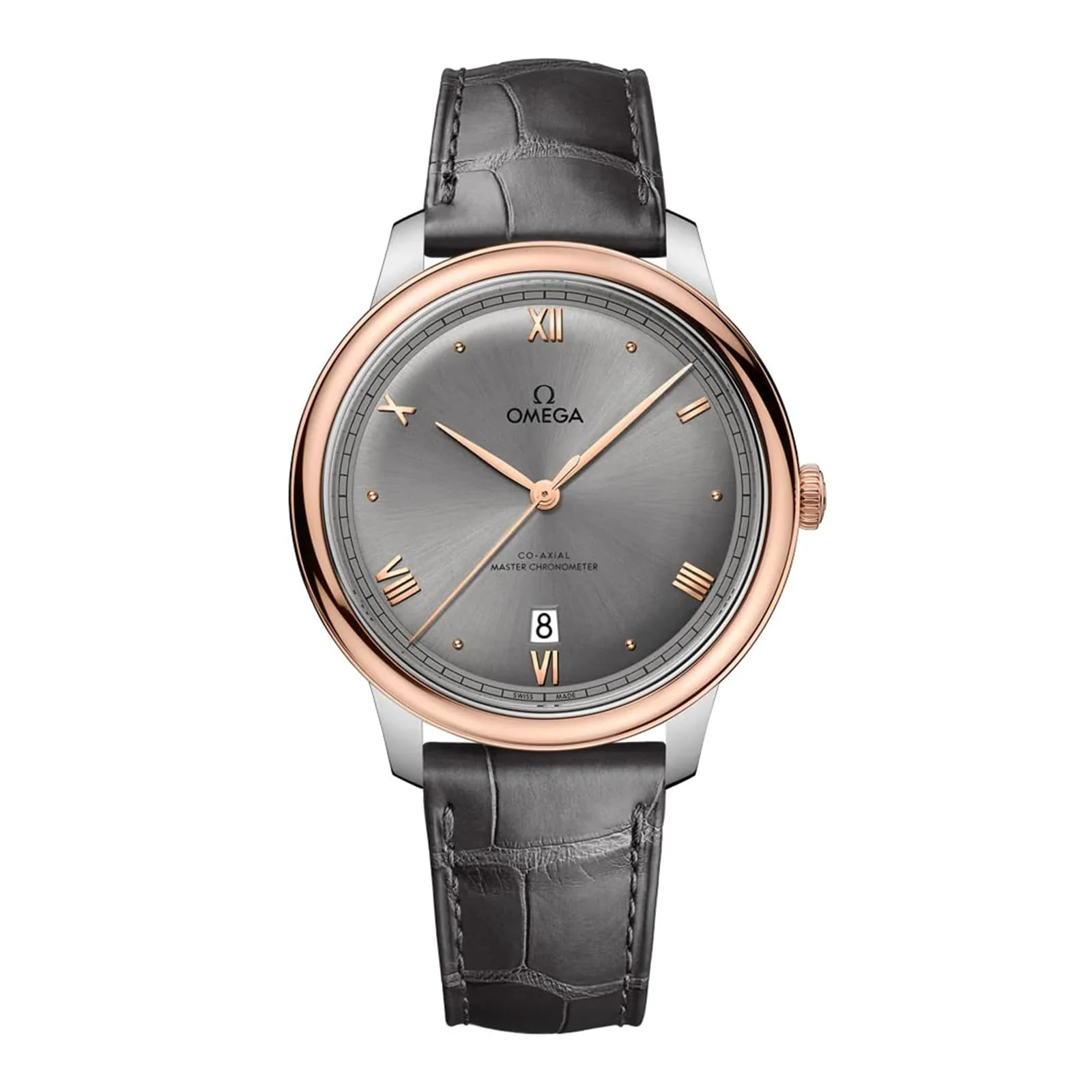 De Ville Prestige | 40mm, Two-Tone Steel & 18K Rose Gold, Leather, Grey Dial