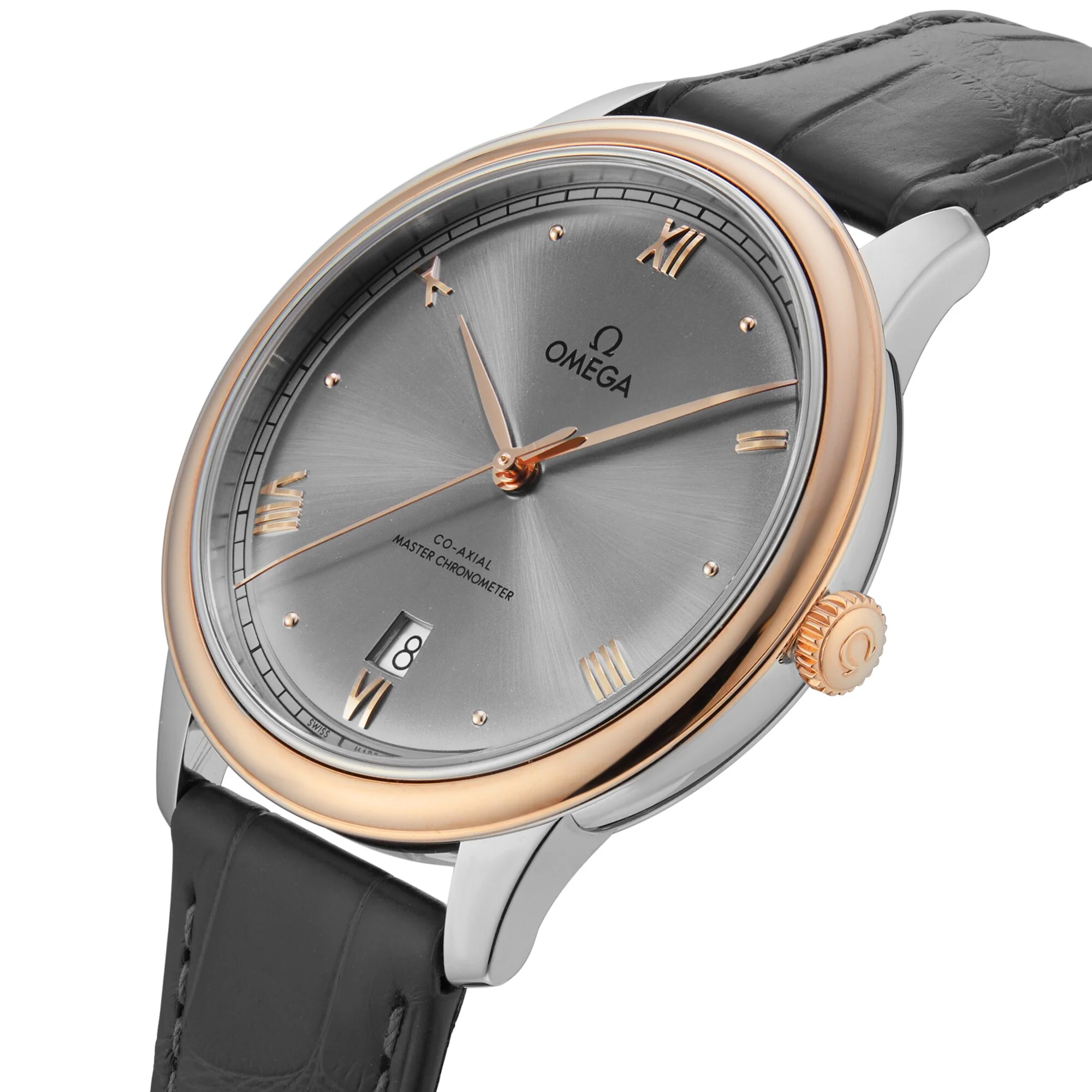 De Ville Prestige | 40mm, Two-Tone Steel & 18K Rose Gold, Leather, Grey Dial - Image 7
