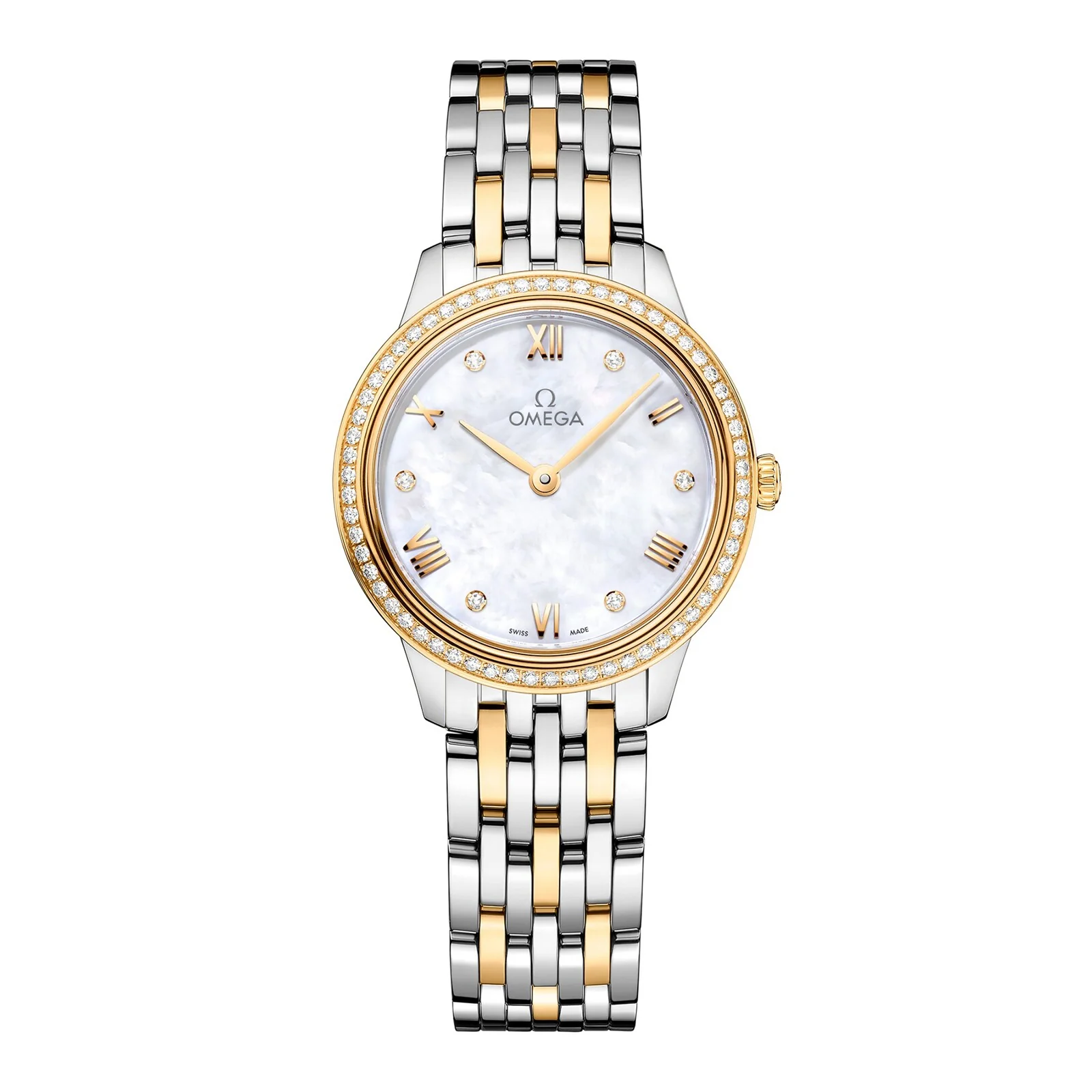 De Ville Prestige | 27.5mm, Two-Tone Steel & 18K Yellow Gold, Diamond White Mother of Pearl Dial