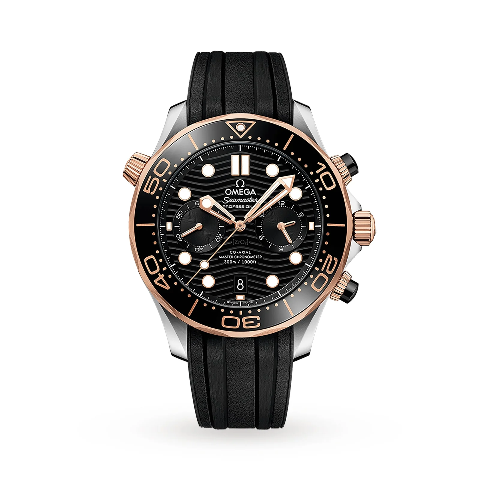 Seamaster Diver 300M | 44mm, Two-Tone Steel & 18K Rose Gold, Rubber, Black Dial