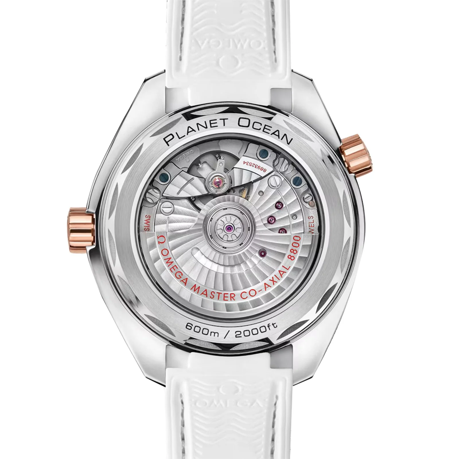 Seamaster Planet Ocean 600M | 39.5mm, Two-Tone Steel & 18K Rose Gold, Leather, White Dial - Image 2