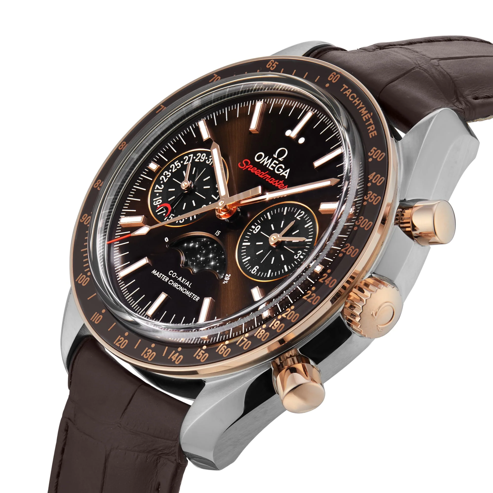 Speedmaster Moonwatch Co-Axial Chronograph | 44.25mm, Two-Tone Steel & 18K Rose Gold, Leather, Brown Dial - Image 7
