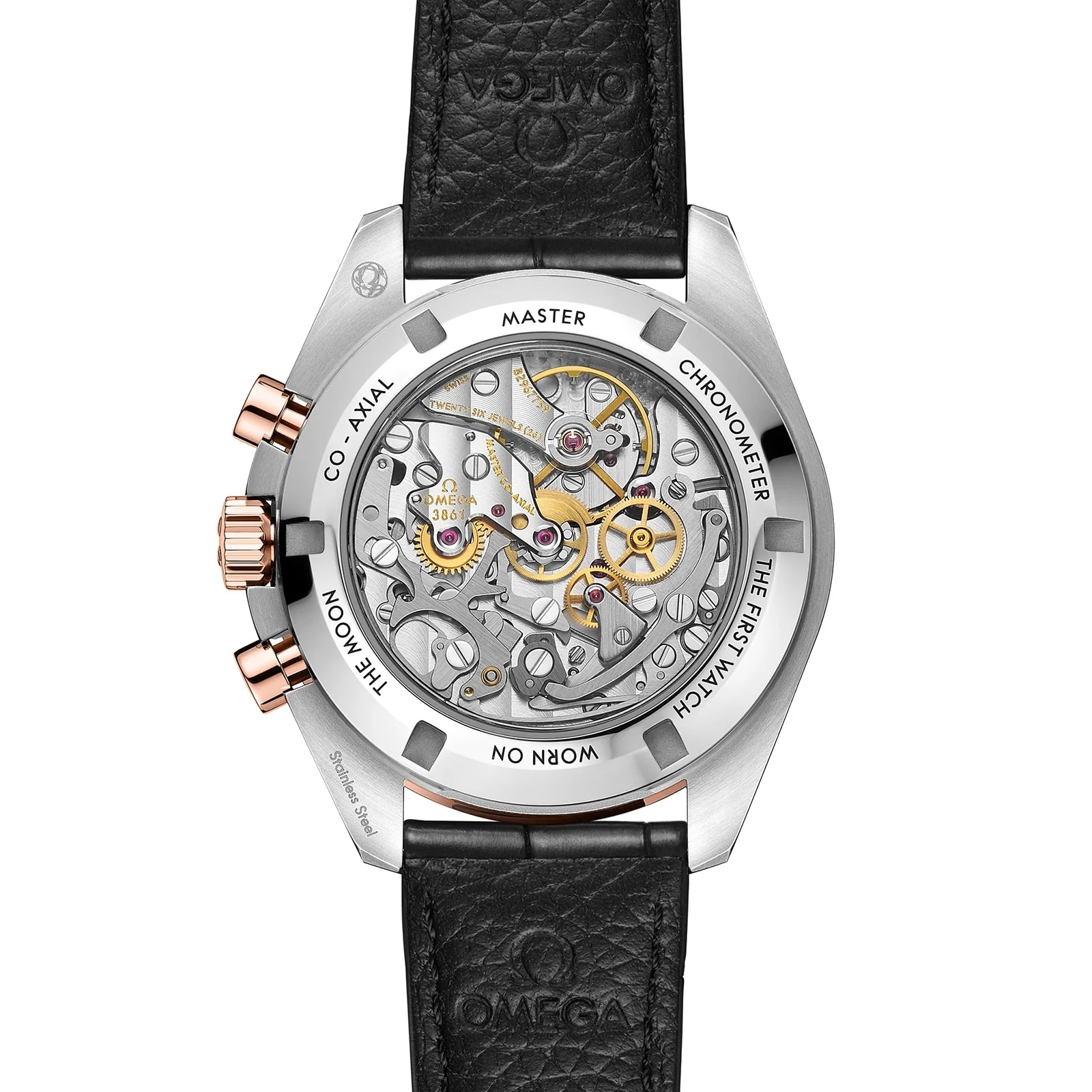 Speedmaster Moonwatch | 42mm, Two-Tone Steel & 18K Rose Gold, Alligator Leather, Pink Dial - Image 4