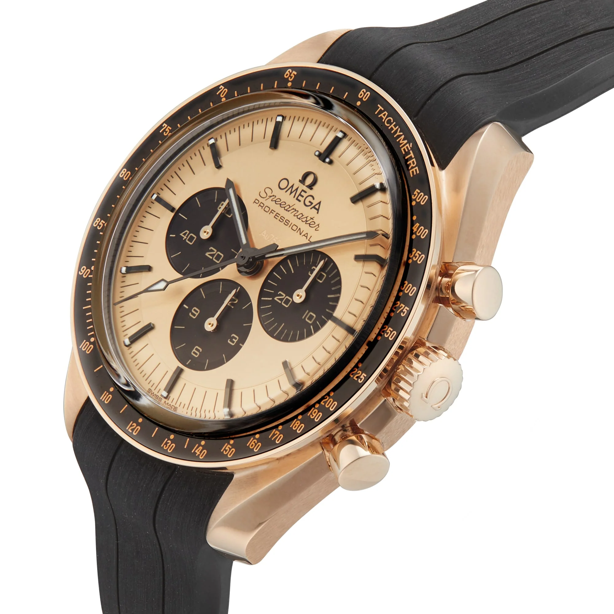 Speedmaster Moonwatch Professional | 42mm, 18K Yellow Gold, Rubber, Champagne Dial - Image 6