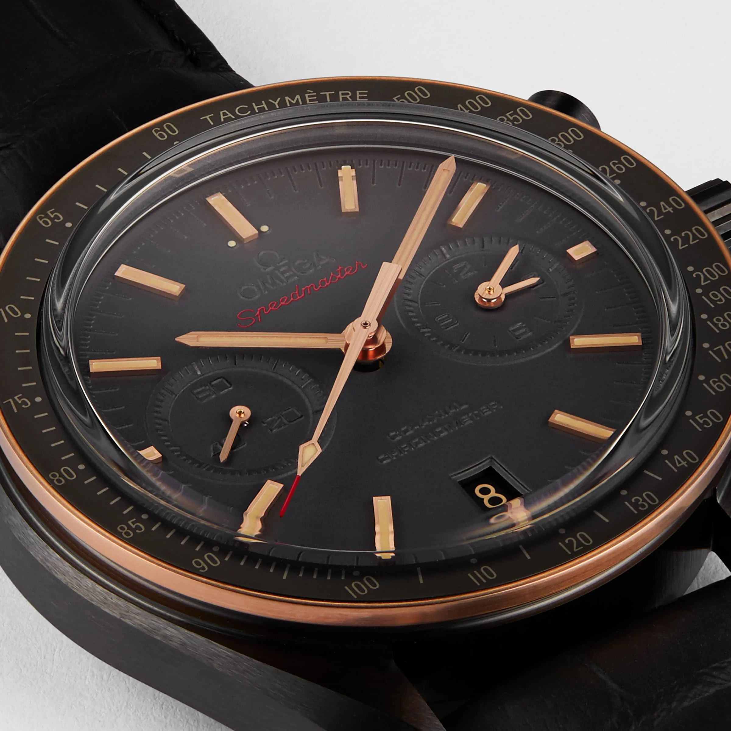 Speedmaster Dark Side Of The Moon Sedna Black | 44.25mm, Ceramic, Alligator Leather, Grey Dial - Image 8