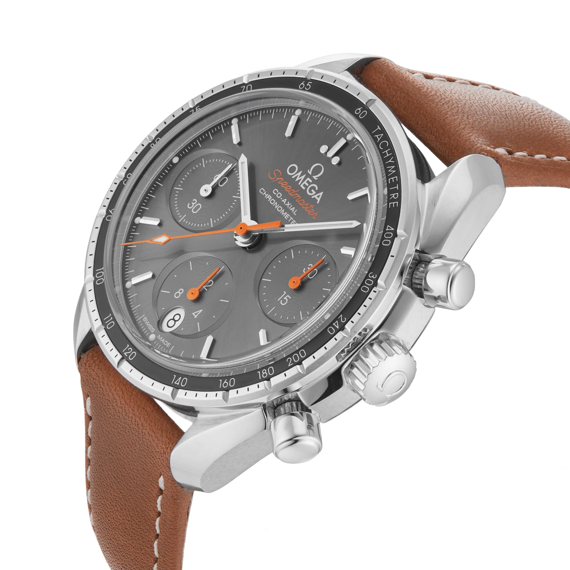 Speedmaster 38 | 38mm, Steel, Leather, Grey Dial - Image 8