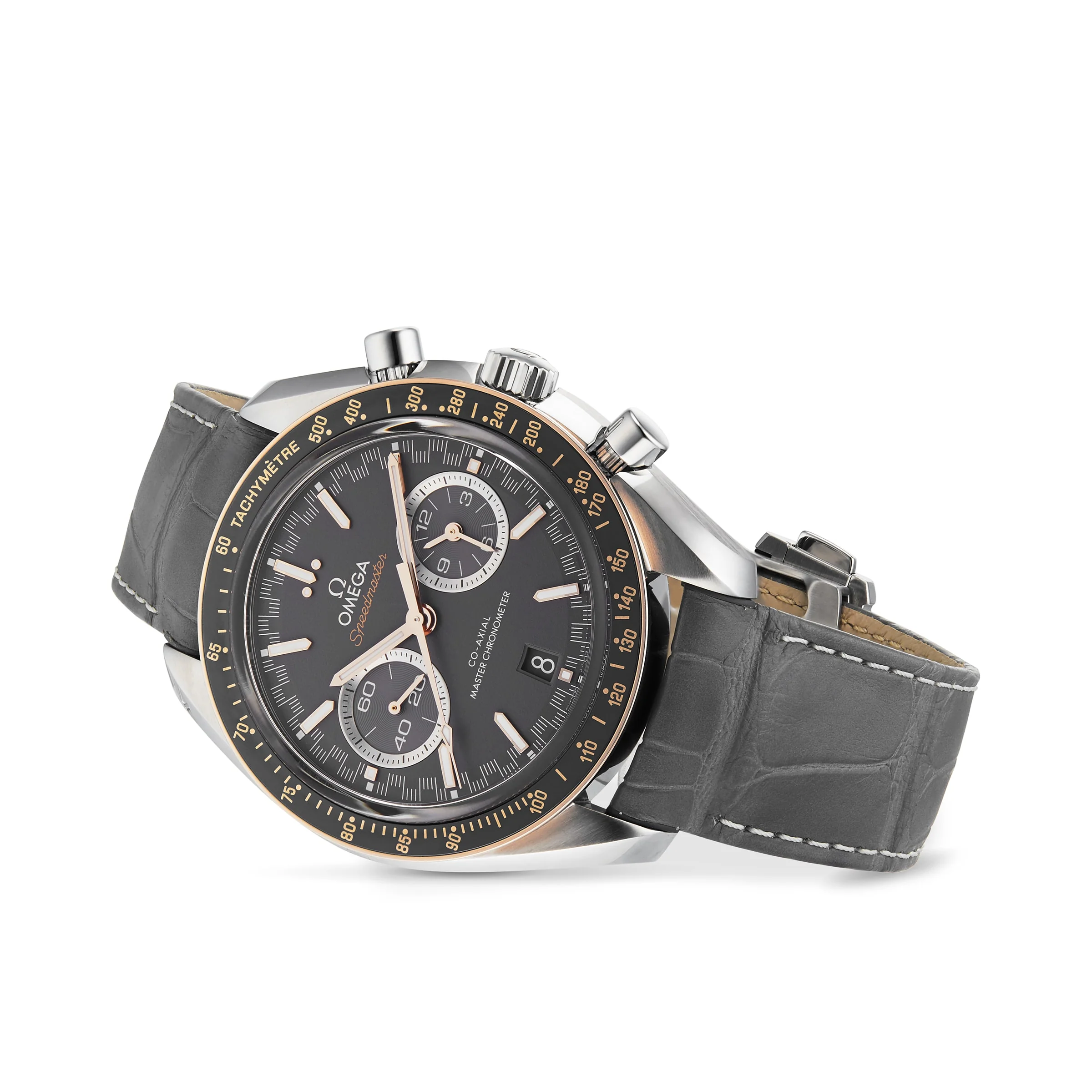 Speedmaster Racing | 44.25mm, Steel & 18K Rose Gold, Leather, Grey Dial - Image 2