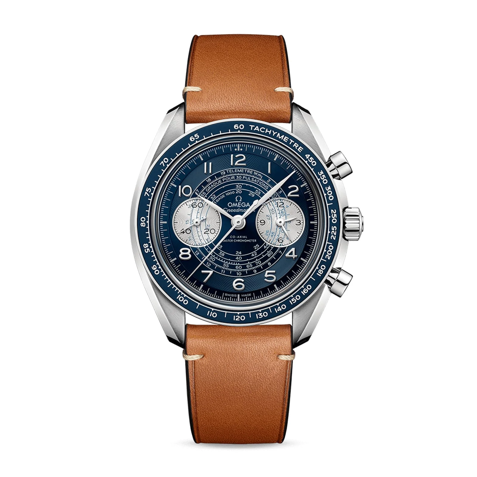 Speedmaster Chronoscope | 43mm, Steel, Leather, Blue Dial