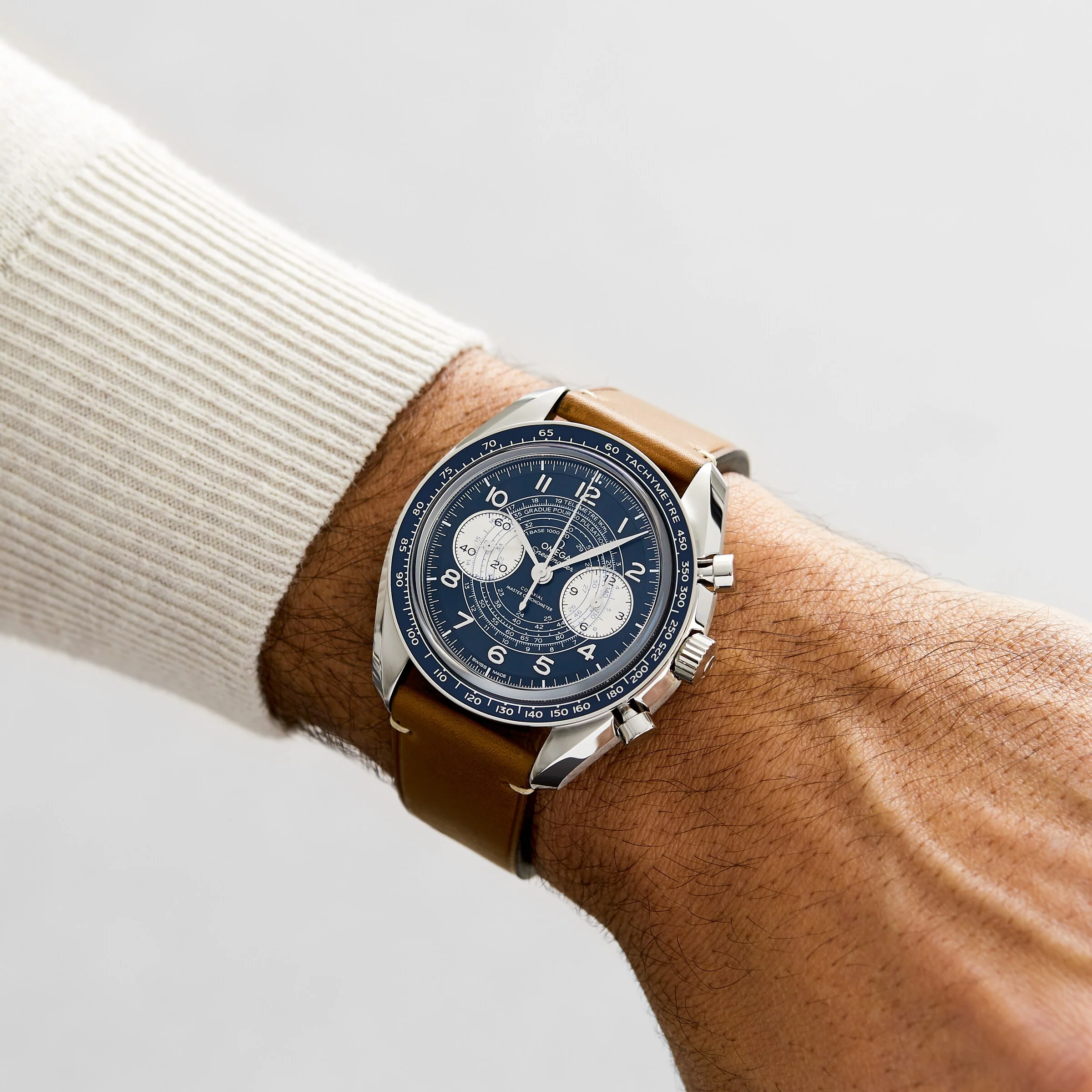 Speedmaster Chronoscope | 43mm, Steel, Leather, Blue Dial - Image 3