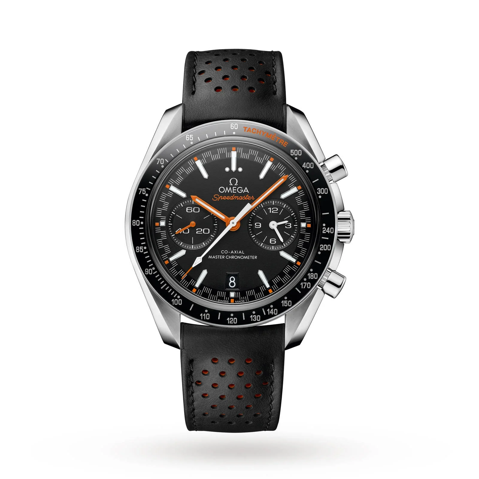 Speedmaster Racing | 44.25mm, Steel, Leather, Black Dial