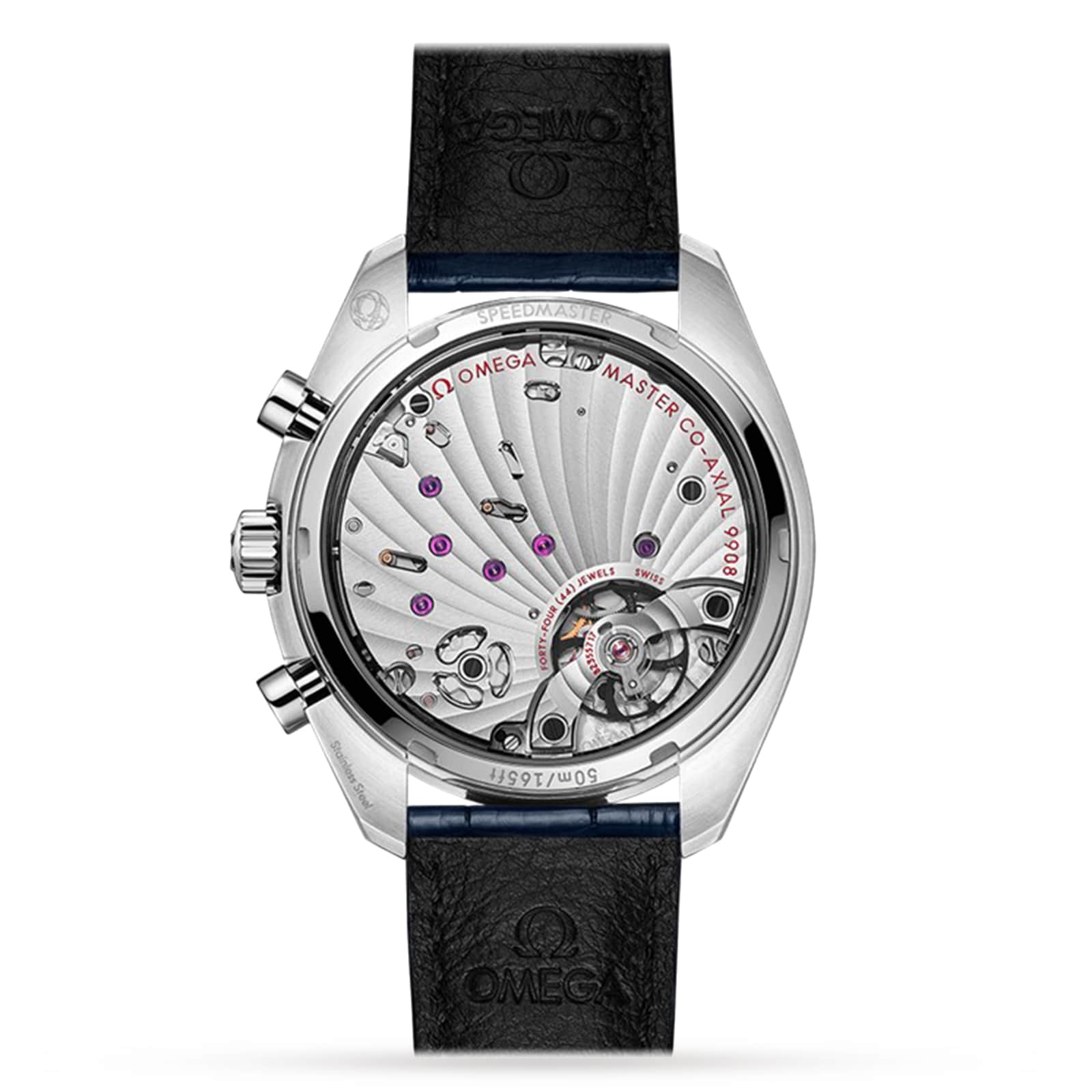 Speedmaster Chronoscope | 43mm, Steel, Leather, Silver Dial, Blue Bezel - Image 2