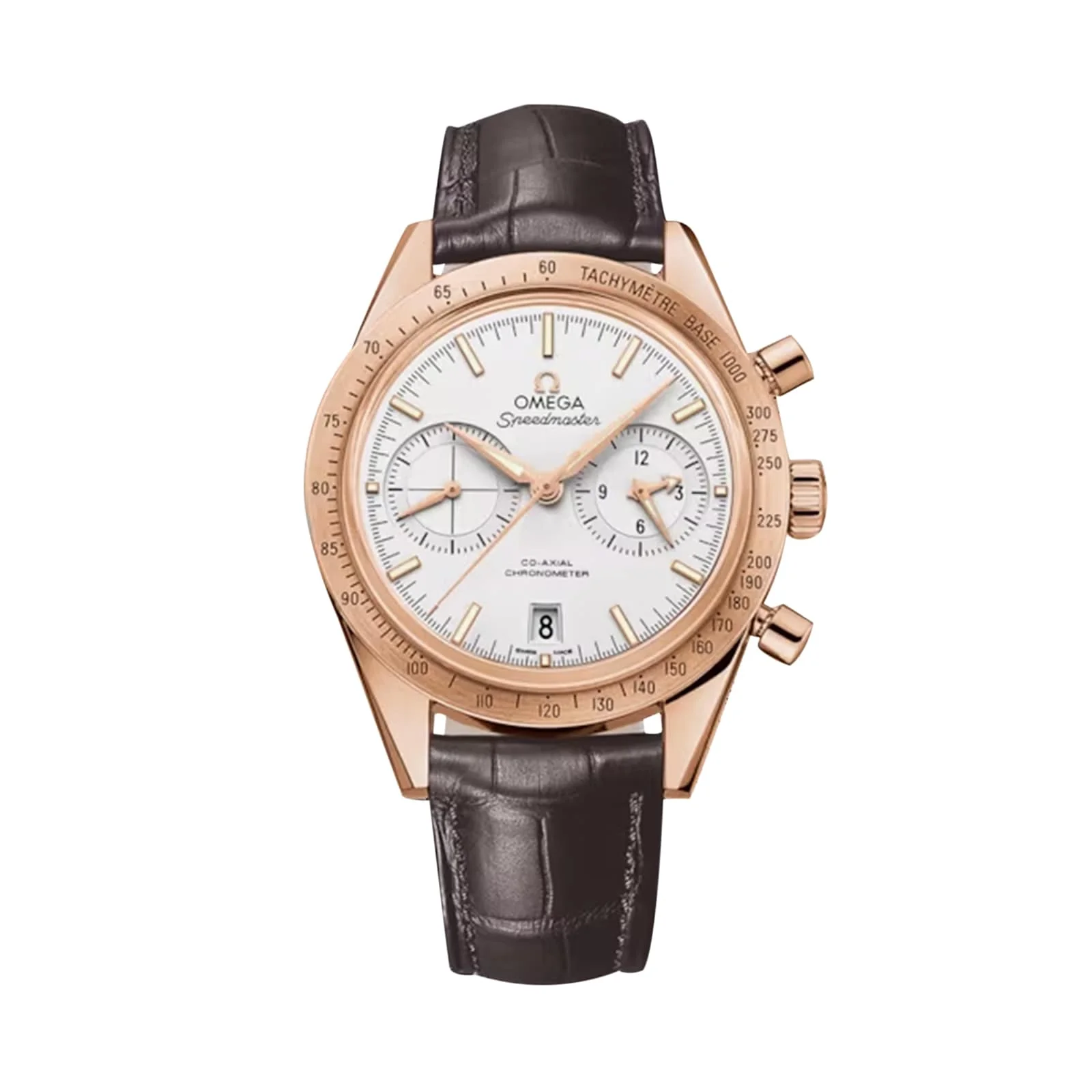 Speedmaster 57 | 41.5mm, 18K Rose Gold, Alligator Leather, Silver Dial