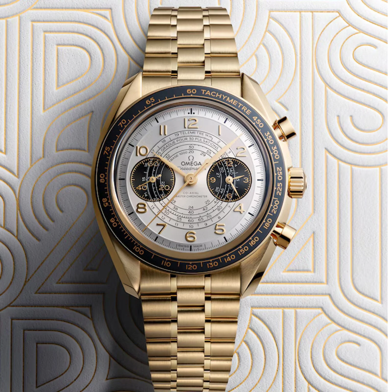 Speedmaster Chronoscope Paris 2024 Olympics | 43mm, 18K Yellow Gold, Silver Dial - Image 5