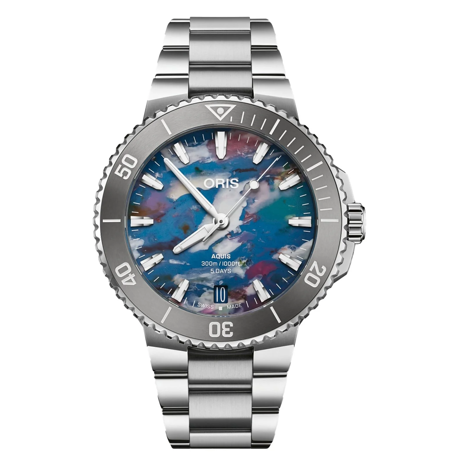 Aquis Date Upcycle Calibre 400 | 43.5mm, Steel, Blue Dial