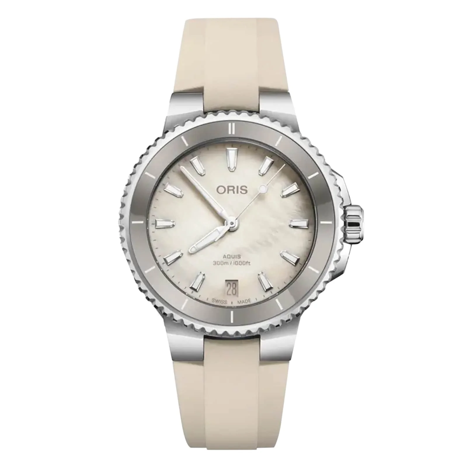Aquis Date | 36.5mm, Steel, Rubber, White Dial