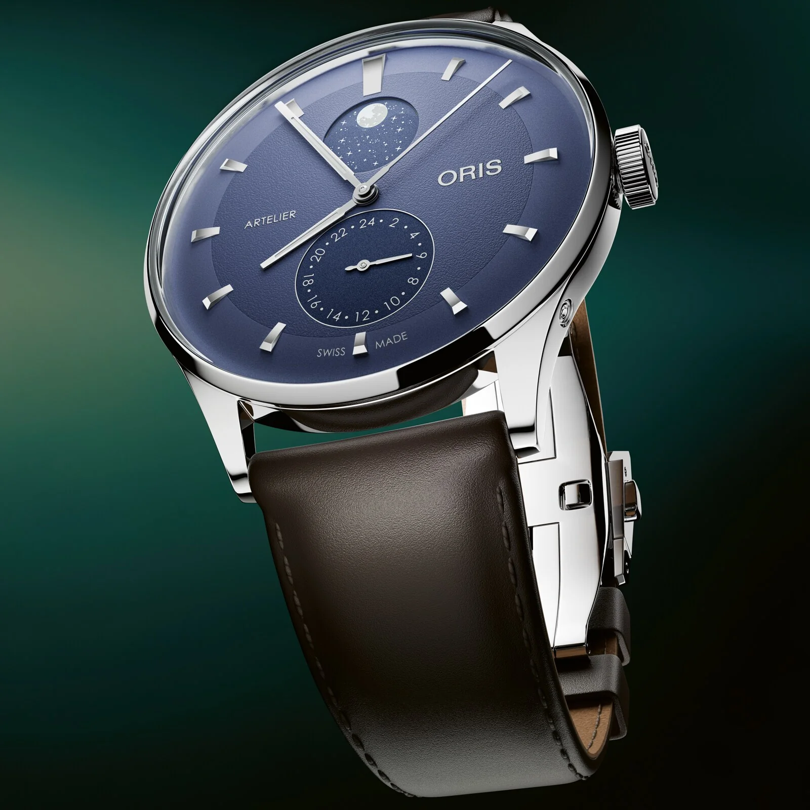Artelier Complication Moonphase | 39.5mm, Steel, Leather, Navy Dial - Image 3
