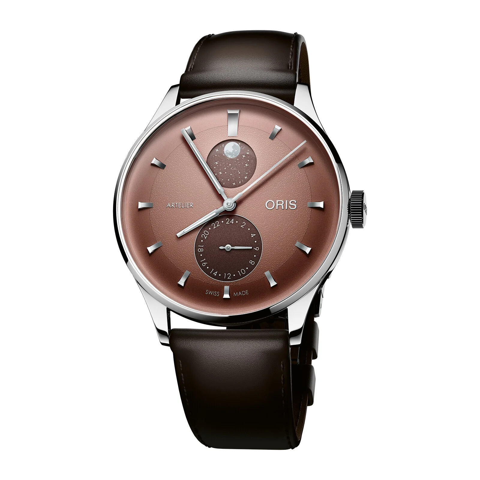 Artelier Complication Moonphase | 39.5mm, Steel, Leather, Red Dial