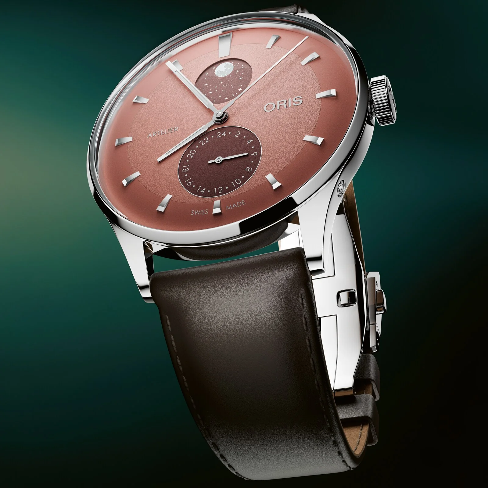 Artelier Complication Moonphase | 39.5mm, Steel, Leather, Red Dial - Image 2