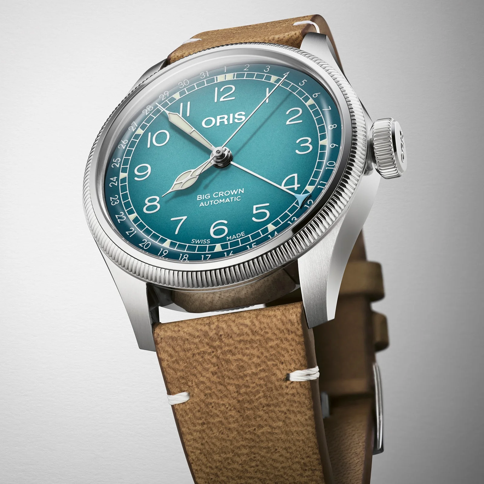 Big Crown Oris X Cervo Volante | 38mm, Steel, Leather, Blue Dial - Image 3