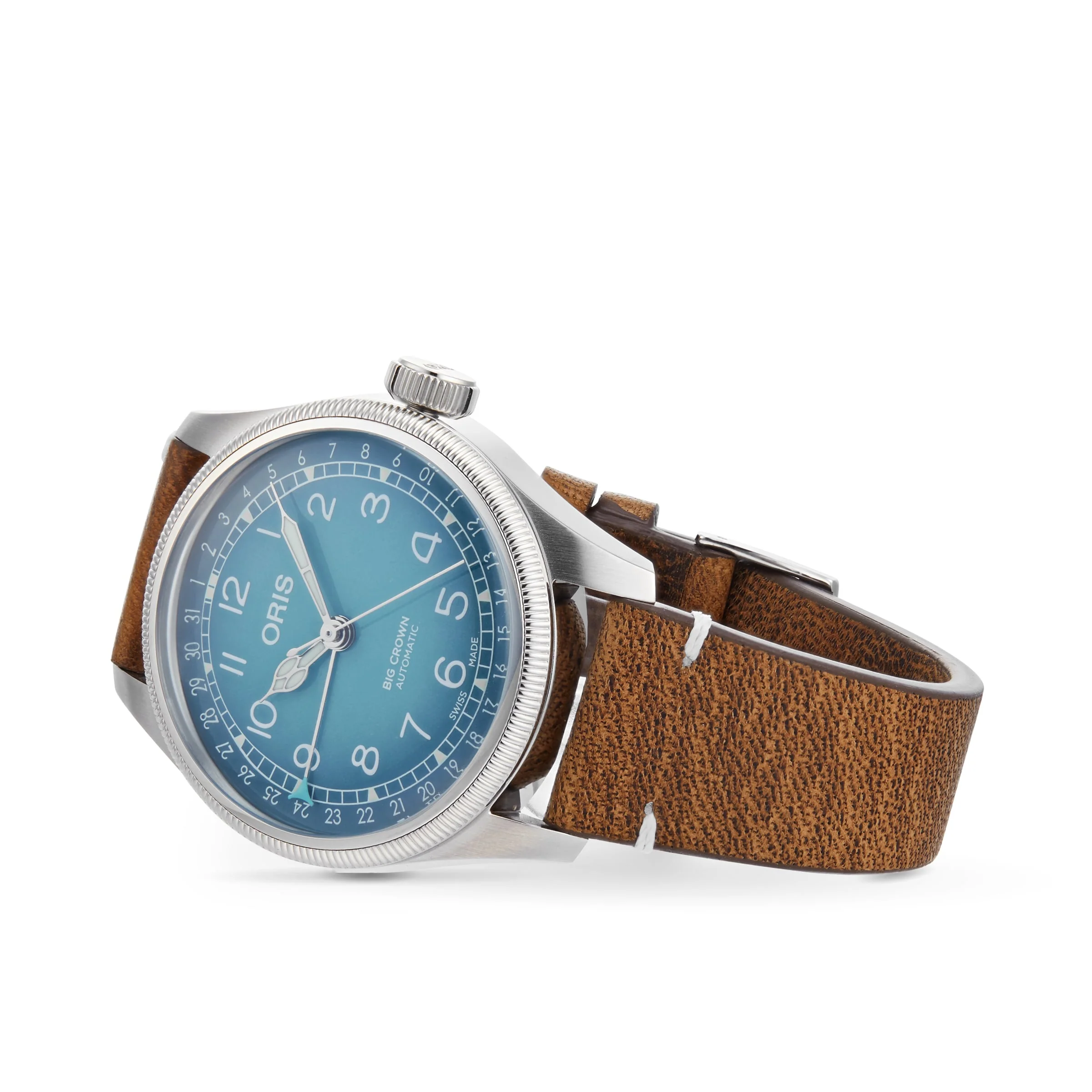 Big Crown Oris X Cervo Volante | 38mm, Steel, Leather, Blue Dial - Image 6