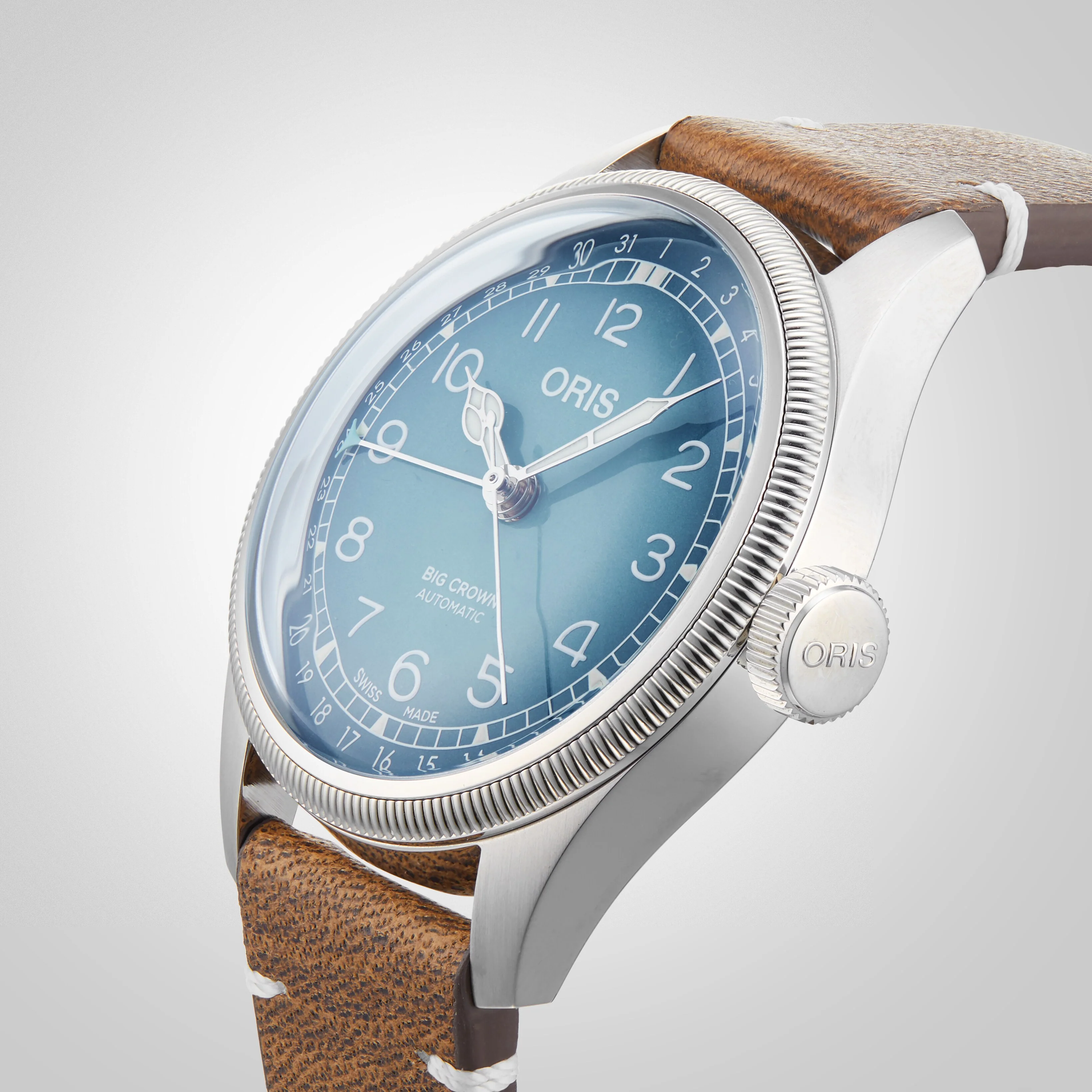 Big Crown Oris X Cervo Volante | 38mm, Steel, Leather, Blue Dial - Image 9