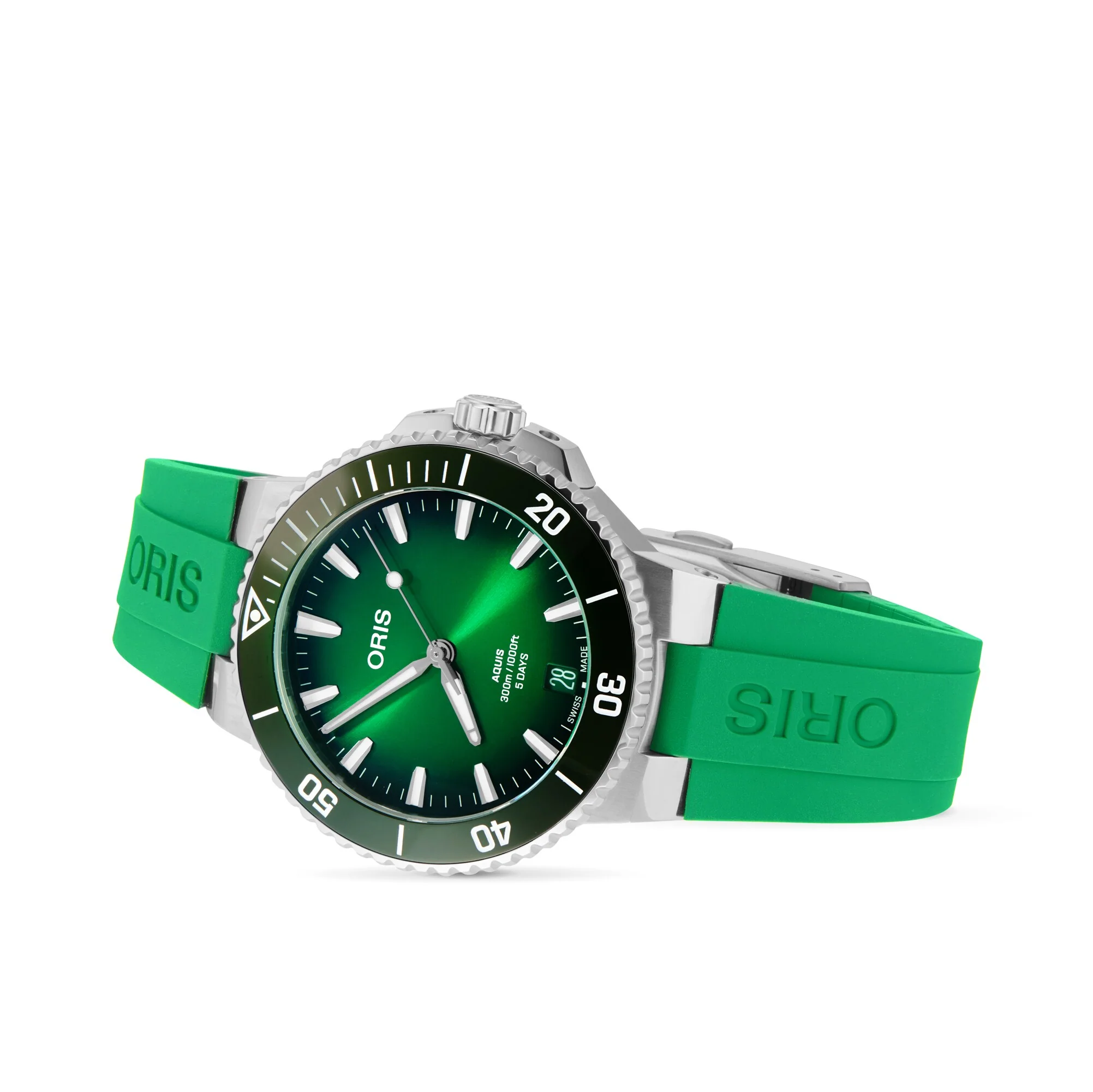 Aquis Date Calibre 400 | 43.5mm, Steel, Rubber, Green Dial, Ref. 01 400 7790 4157-07 4 23 47EB - Image 2