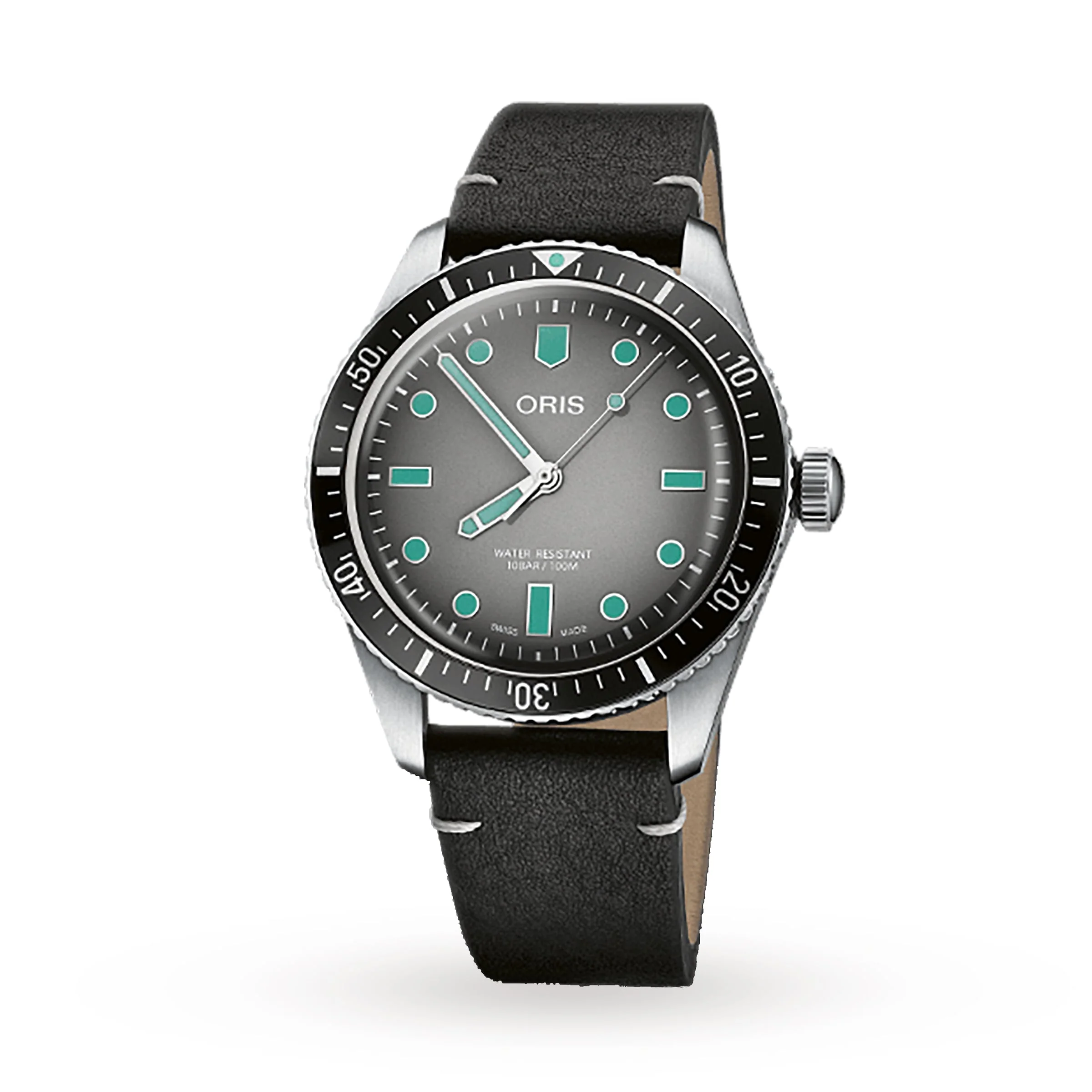 Divers Sixty‑Five | 40mm, Steel, Leather, Grey Dial