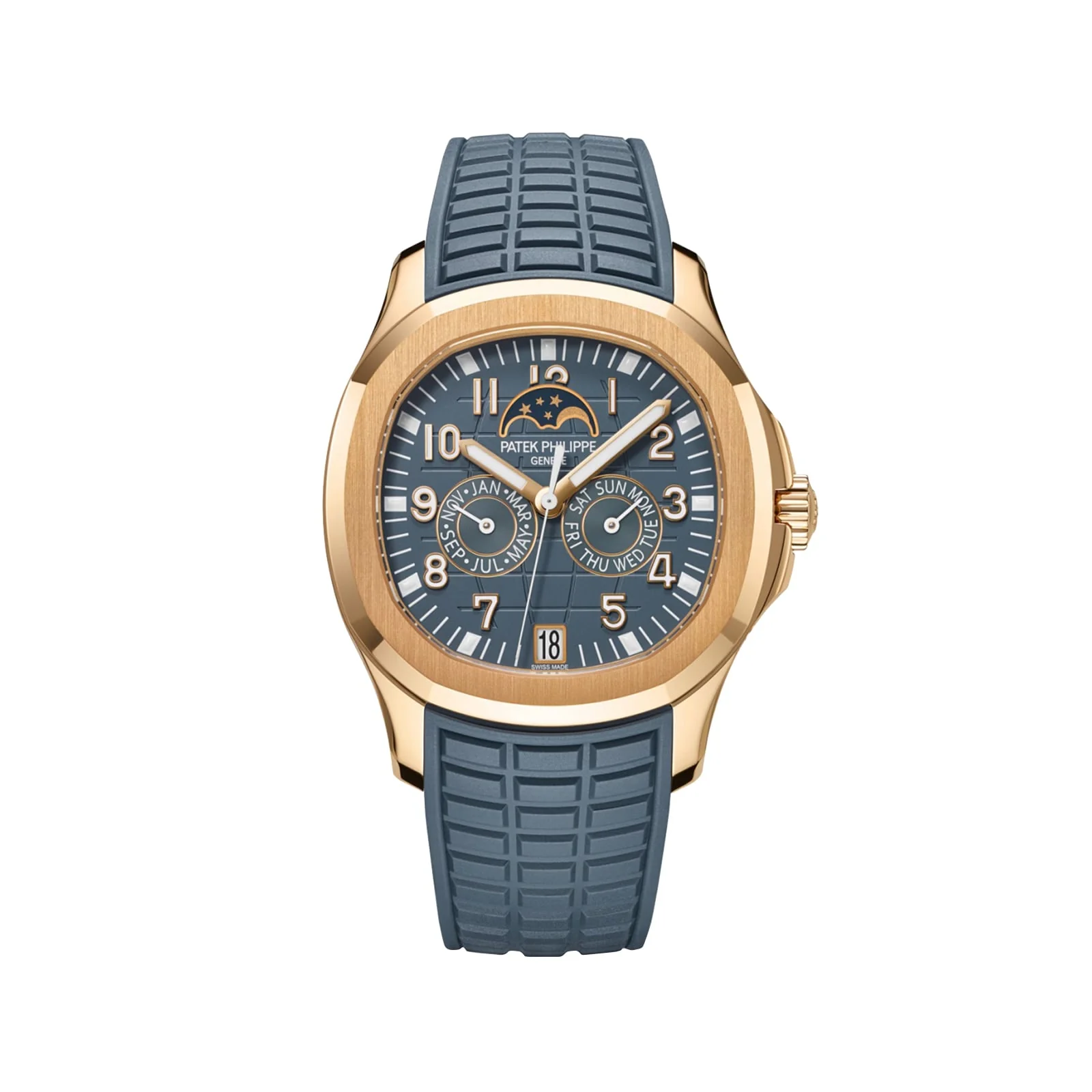 Aquanaut 5261R-001 | 40mm, 18K Rose Gold, Rubber, Blue Dial