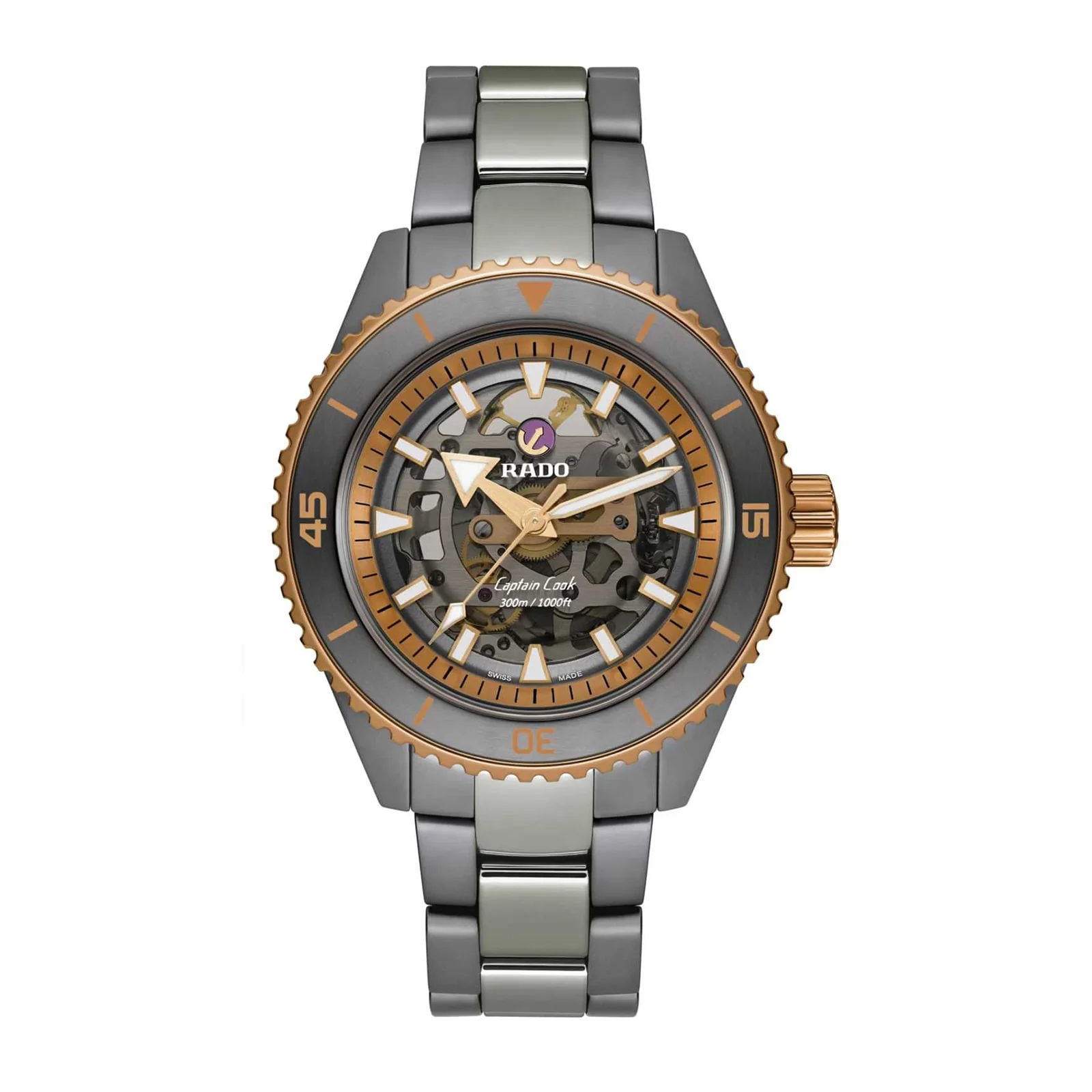 Captain Cook High-Tech Ceramic Skeleton | 43mm, Ceramic & Steel PVD Rose Gold, Ceramic, Grey Dial